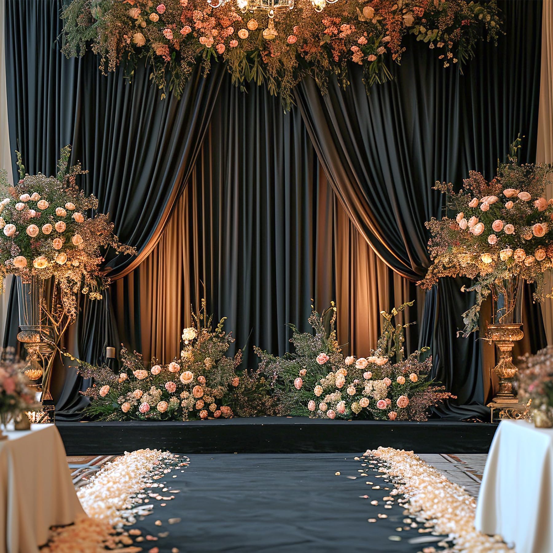 4 Panels Black Backdrop Curtain For Parties Black Wrinkle Free 20Ft X 10Ft Backdrop Drapes For Birthday Party Wedding Photo Phot