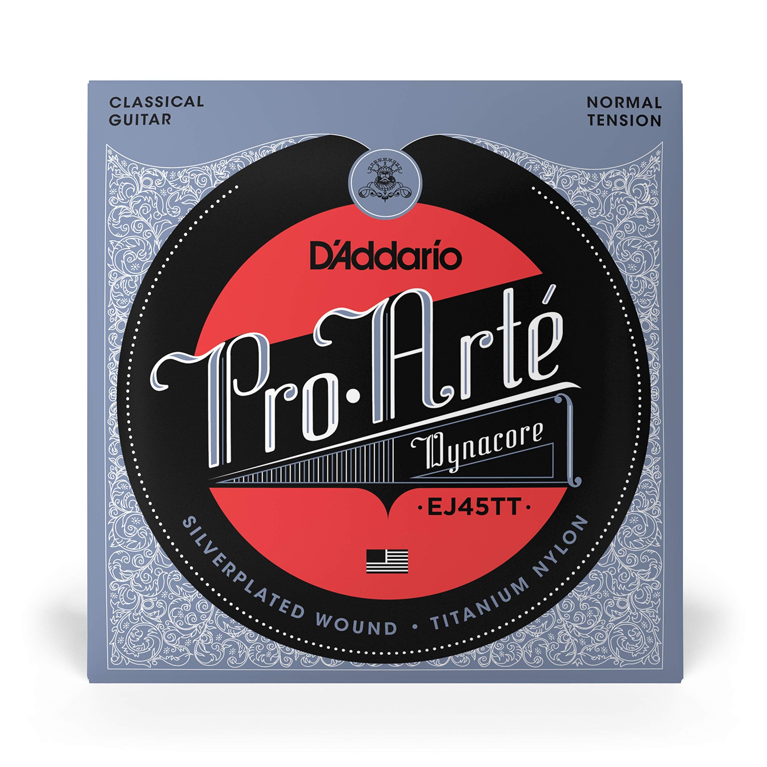D'Addario Guitar Strings   Pro Arte Classical Guitar Strings   Ej45Tt Dynacore   Silver Plated Wrap, Composite Dynacore, Titaniu