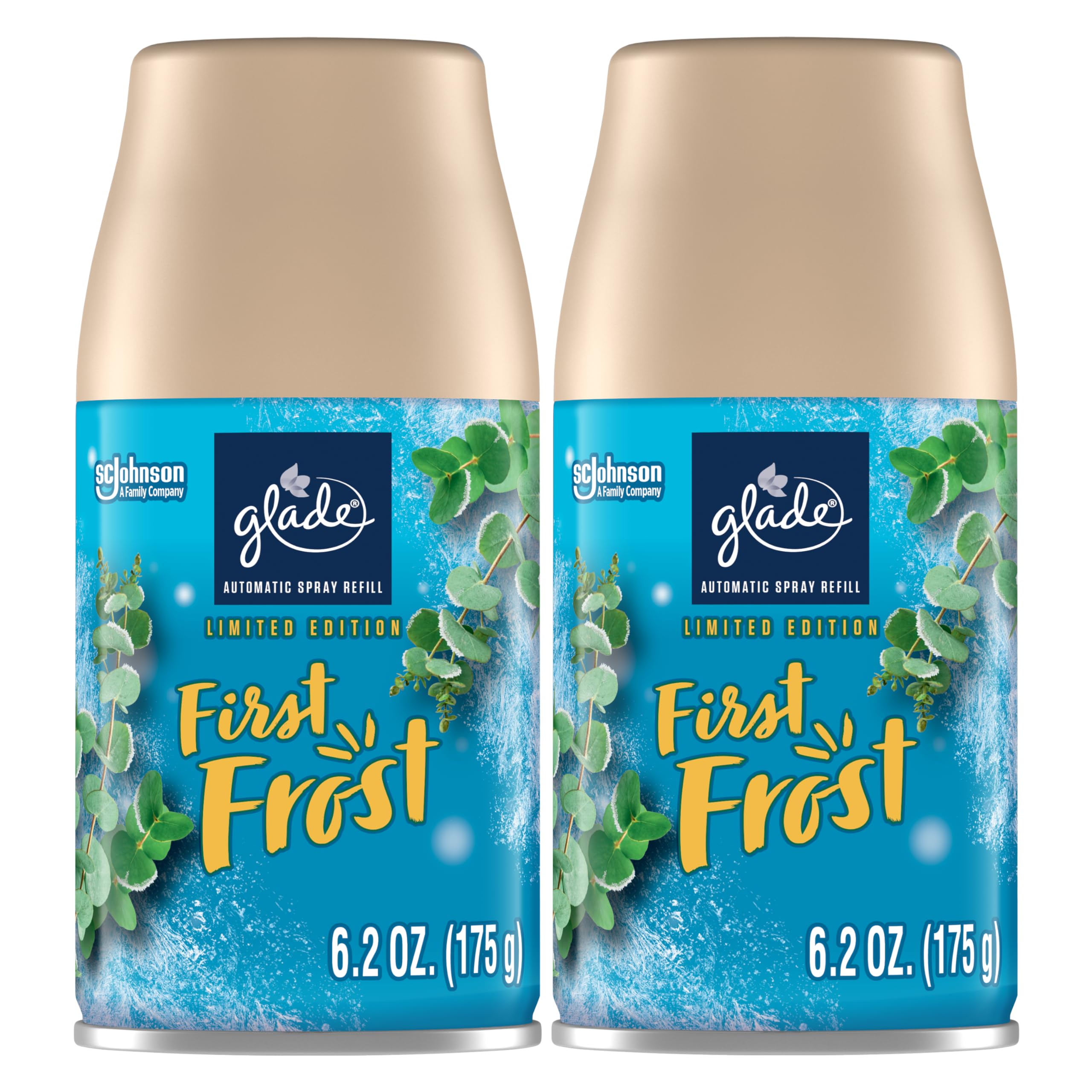 Glade Automatic Spray Refill, Air Freshener For Home And Bathroom, First Frost, 6.2 Oz, Limited Edition Scent, 2 Count