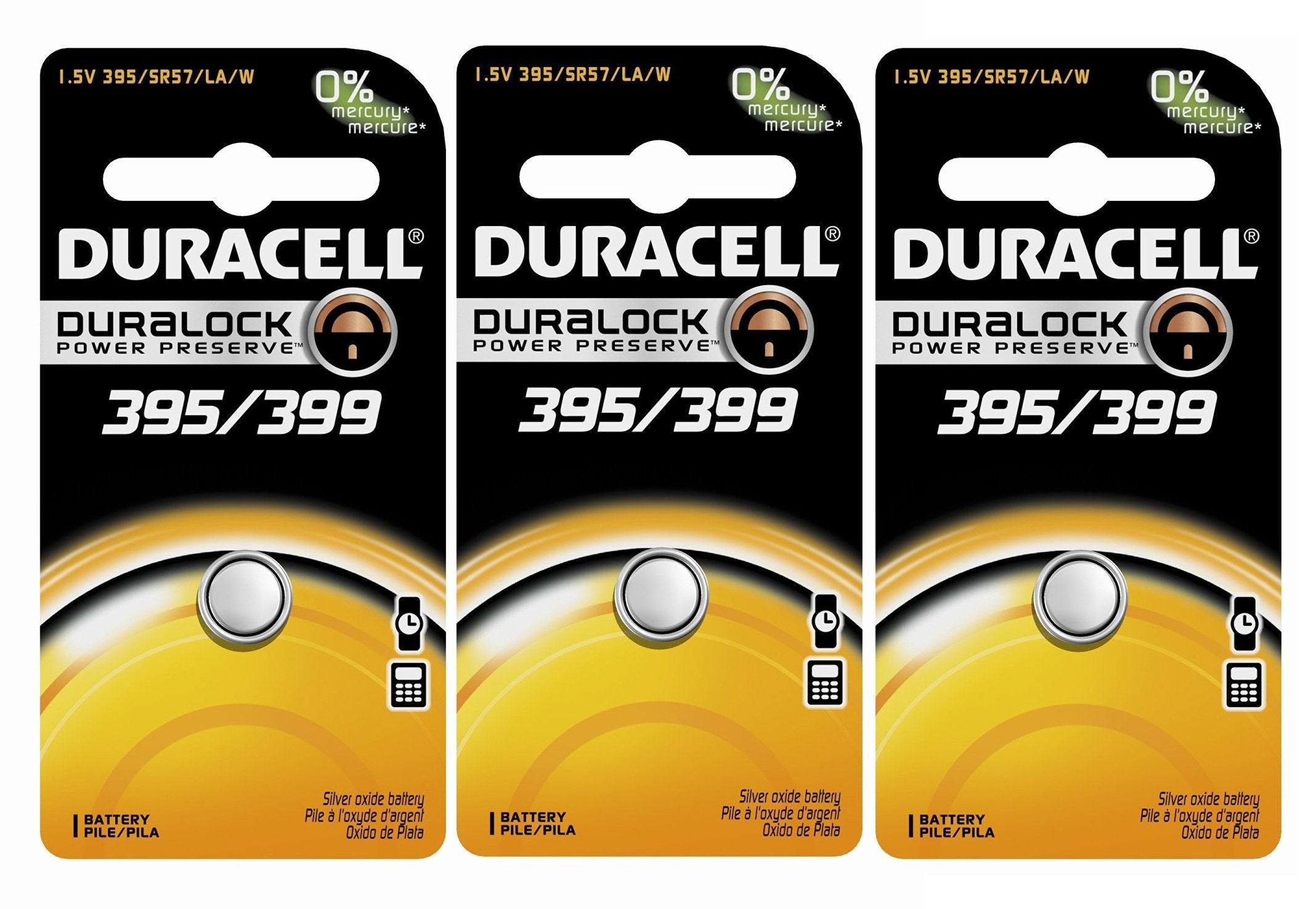 Duracell D395/399B Watch/Calculator Battery, 3 Pack