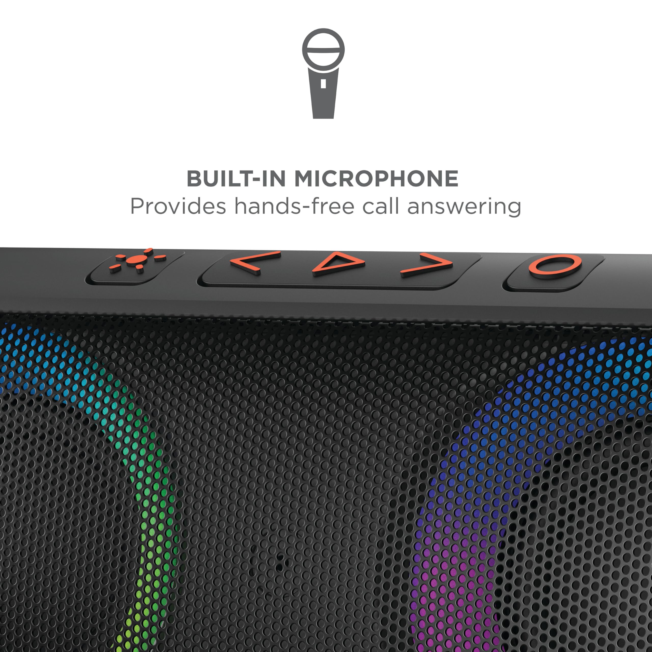 Ion Audio Uber Boom - Water Resistant Portable Bluetooth Speaker With Party Lights, Built-In Microphone And Stereo-Link