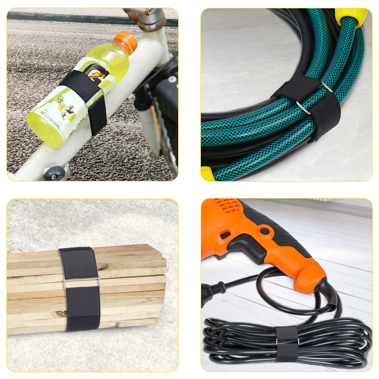 Ymcrlux 1.5''X32Ft Hook And Loop Straps With 30 Metal Buckles, Adjustable Fastening Cable Straps, Cut To Length Cinch Strap, Reu