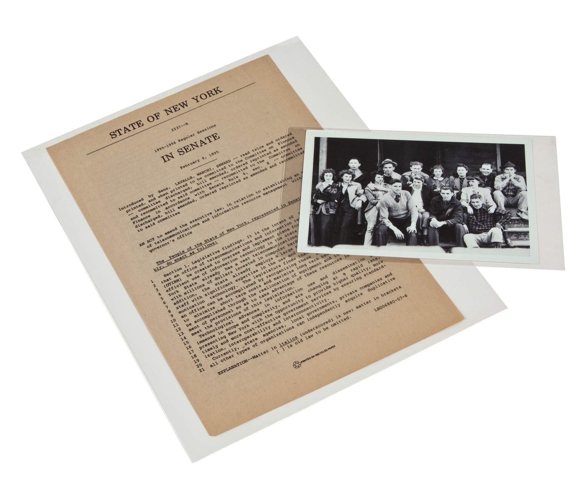 Gaylord Archival 3 Mil Archival Polyester L Sleeves For Photos & Documents (10 Pack)   Fits Up To 8 1/2 X 11''