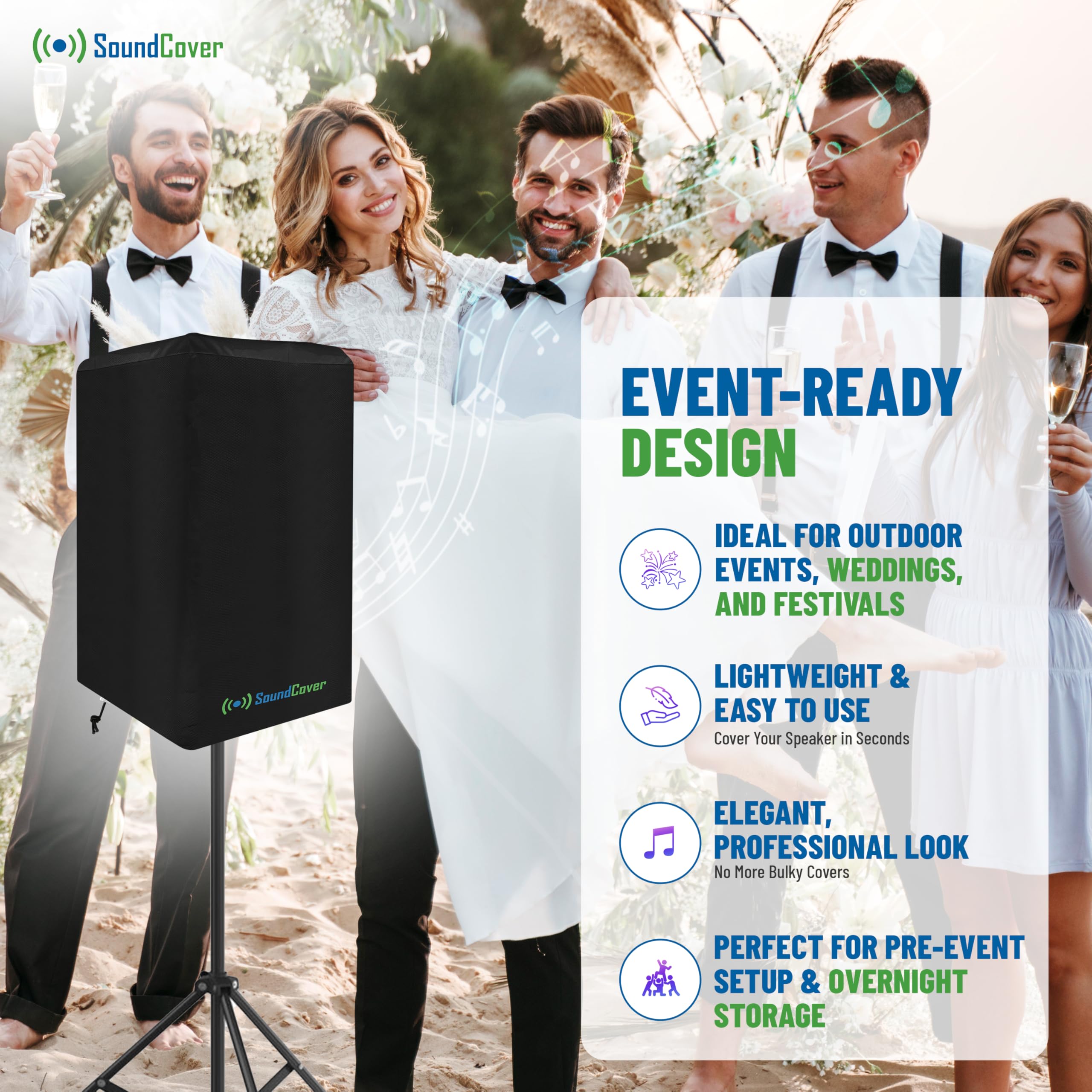 10-Inch Pa/Dj Speaker Cover - Black 420D Polyester With Silver Uv50 Coating - Water-Resistant, Protective Bag For Stand-Mounted