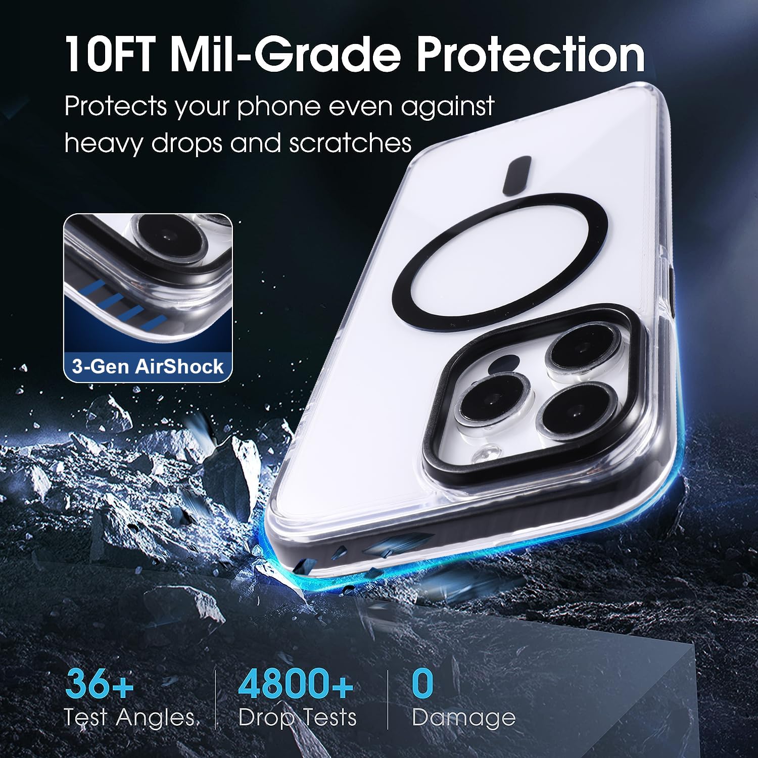 Yzoiko Strong Magnetic Case For Phone 15 Pro [10Ft Military Grade Protection] Compatible With Fit Magsafe Shockproof Slim Thin C