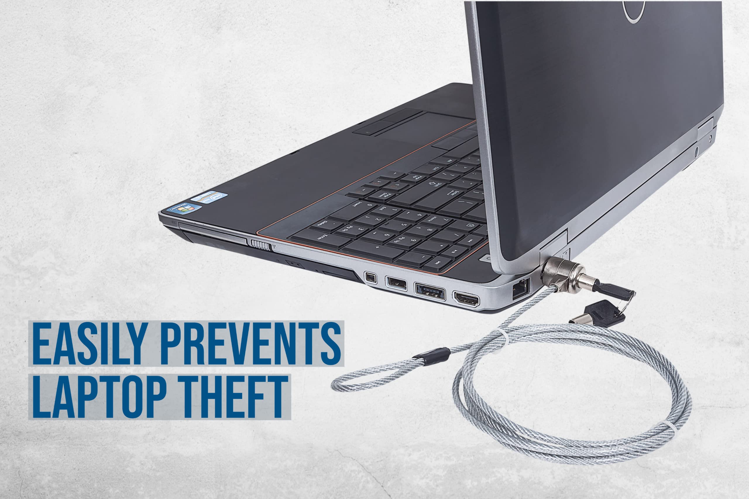 Manhattan Laptop Lock   Key Lock, Silver, 4.6 Ft Steel Cable, K Slot Design, 2 Tubular Keys