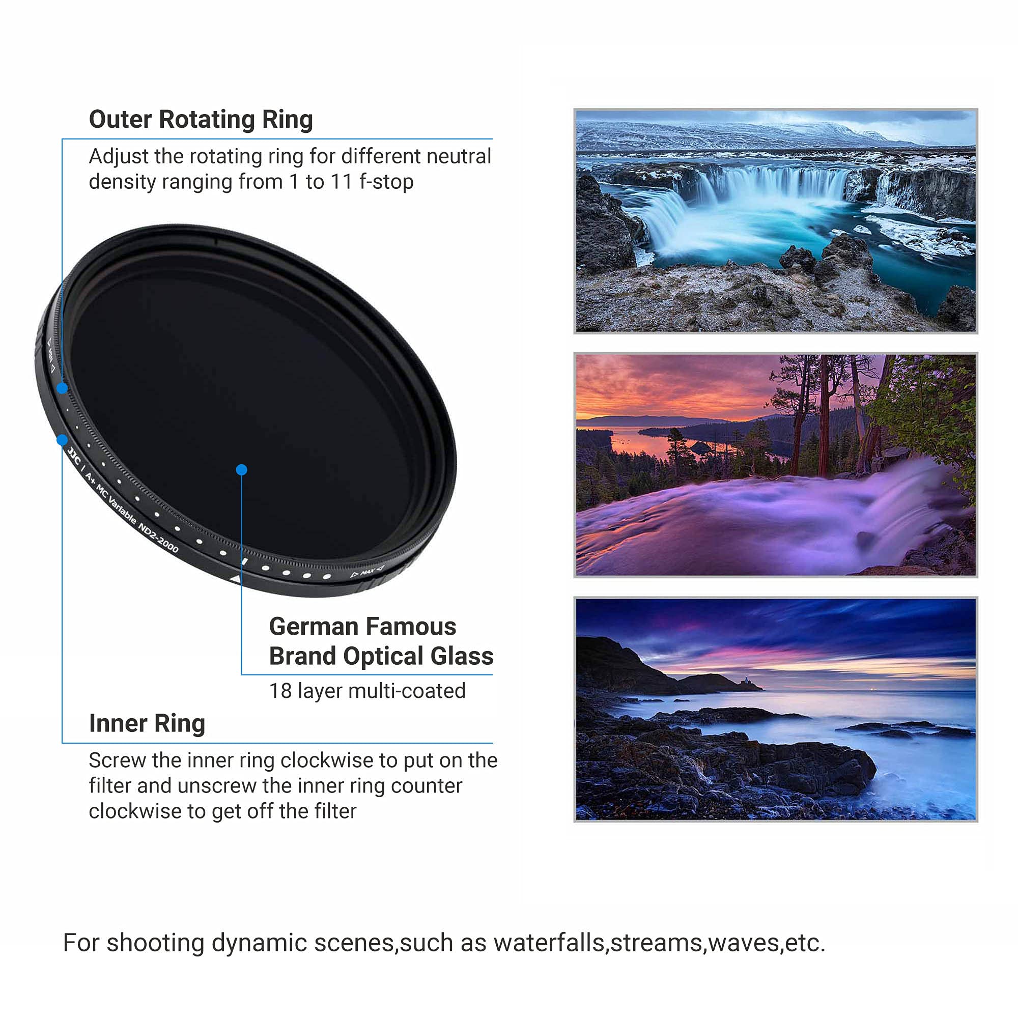 Jjc 40.5Mm Nd Filter Nd2 2000 Vnd Variable Neutral Density Adjustable Fader For Sony Zv E10 Ii Zve10 A7Cii A7C Zv E1 Zve1 Zv 1F