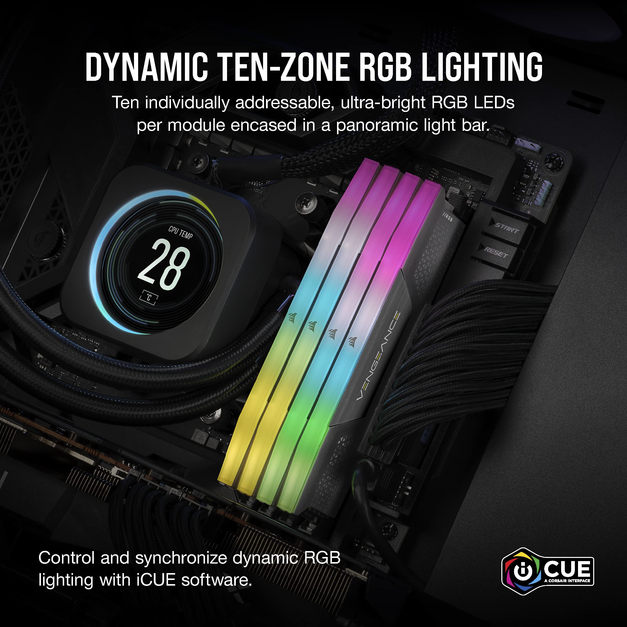 Corsair Vengeance Rgb Ddr5 64Gb (2X32Gb) Ddr5 6000Mhz Cl40 Amd Expo Intel Xmp Icue Compatible Computer Memory - Gray (Cmh64Gx5M2