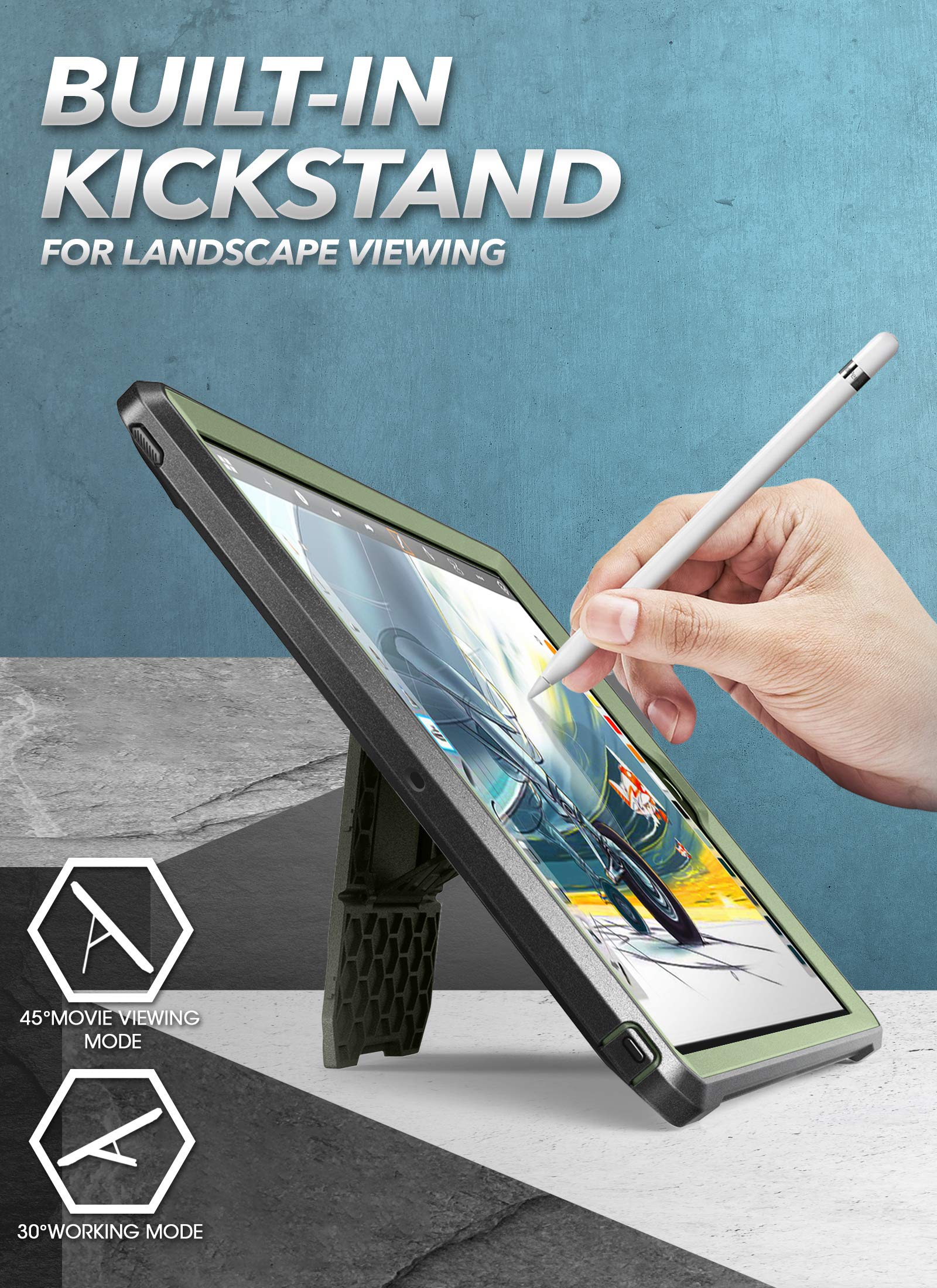 Supcase For Ipad 9Th Generation Case With Screen Protector (Unicorn Beetle Pro), [Built-In Stand] Heavy Duty Rugged Protective C