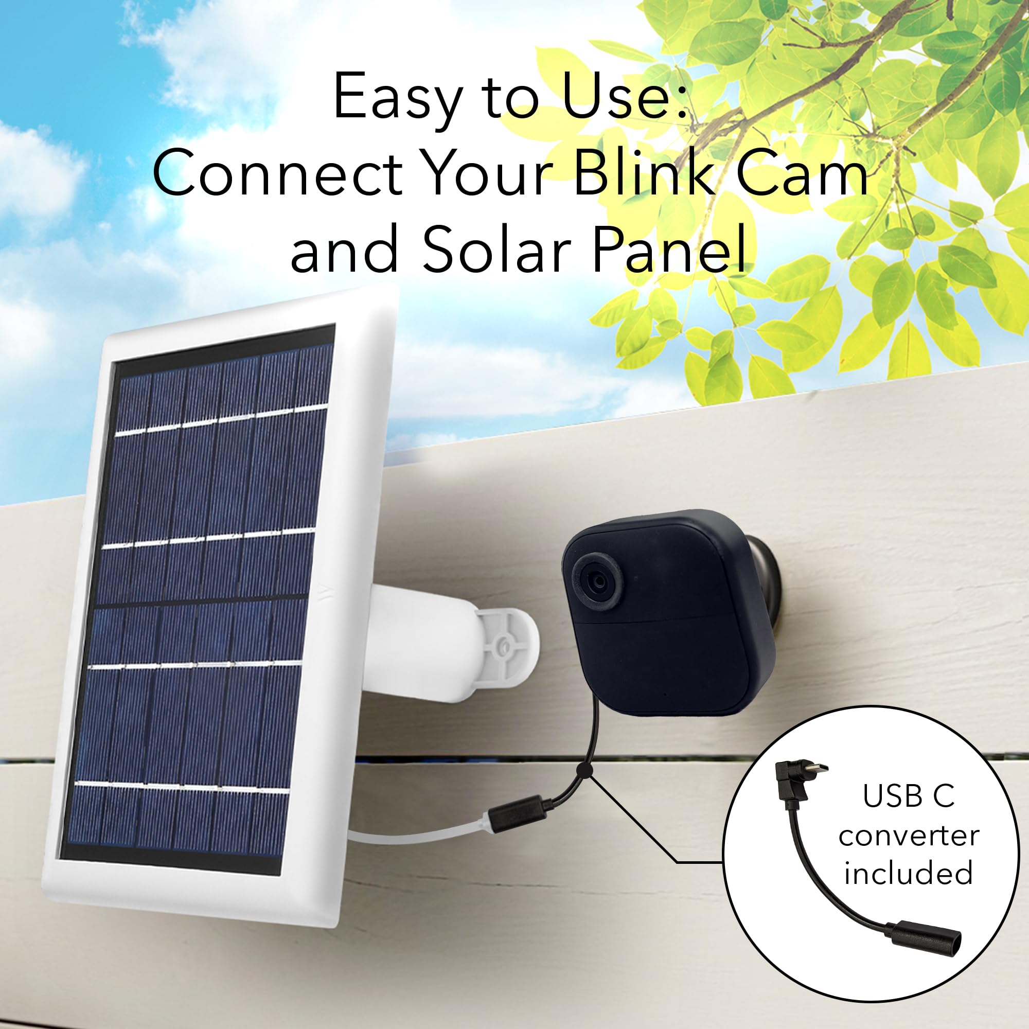 Wasserstein Solar Panel With Internal Battery   Compatible With Blink Outdoor 3/4 (2 Pack, White) (Camera Not Included)