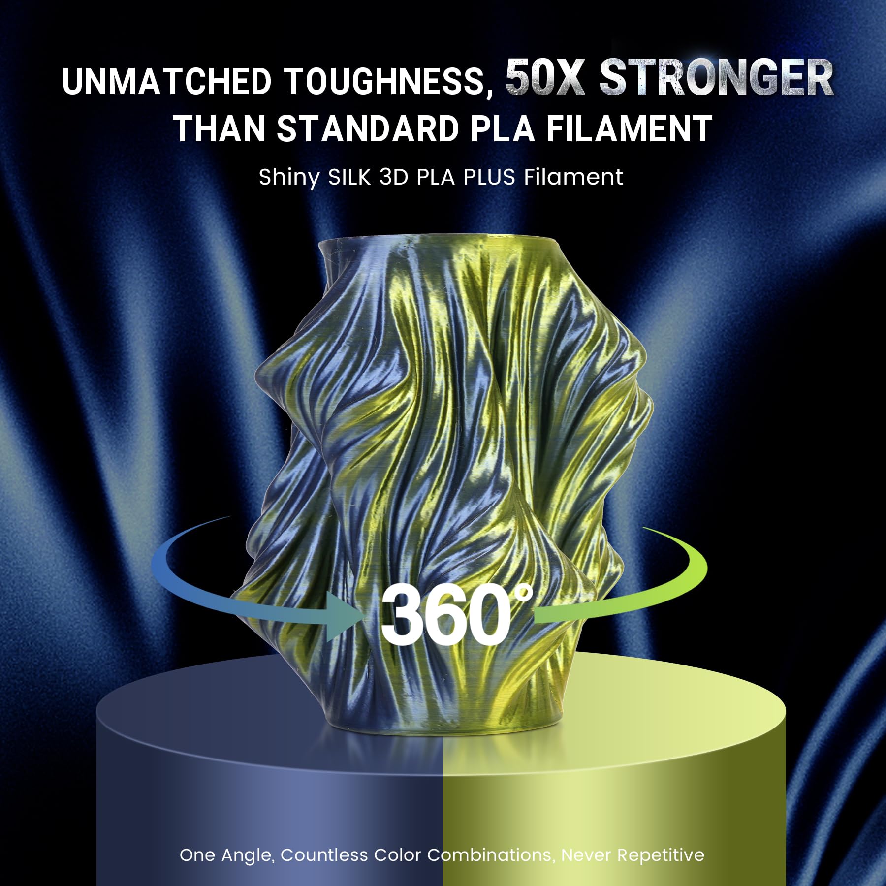Sunlu Silk Pla Plus 3D Printer Filament, Dual Color Shiny Pla+ Filament 1.75Mm, Silk Textures, 360 Spin Unveils Varied Colors, D
