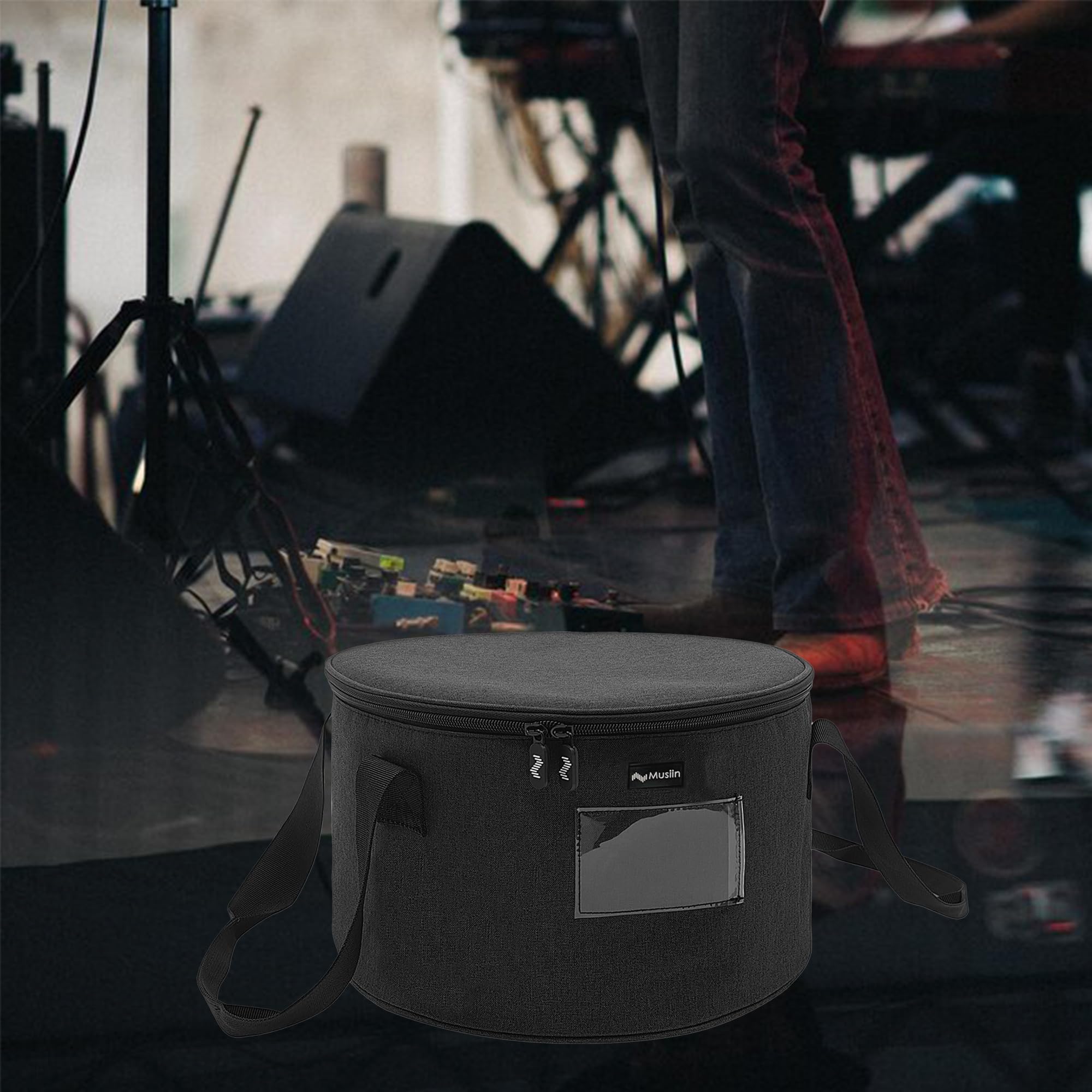 Musiin Accessories Bag For Guitar, Bass, Keyboard, Drums Cables & Adapters Multi-Function Round Storage, Internal Mesh Pocket Fo