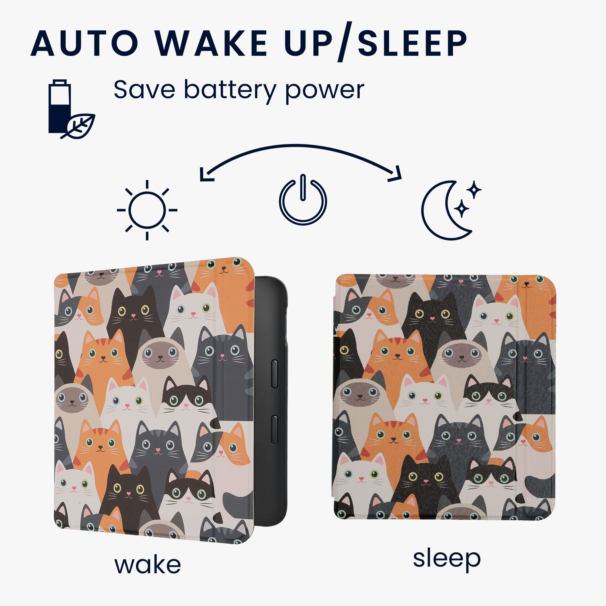 Kwmobile Case Compatible With Kobo Libra 2 Case   Ereader Cover   Cats Orange/Black/White