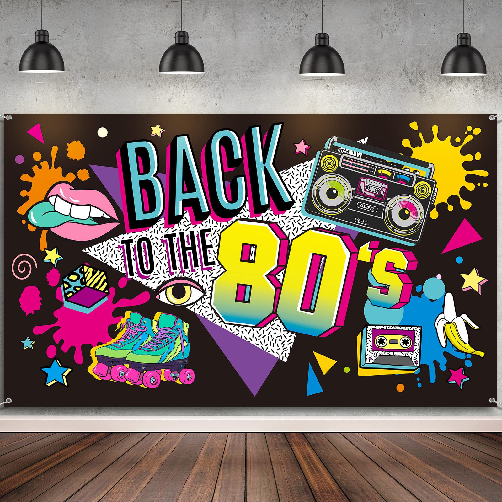 80'S Party Decorations Back To The 80'S Banner 80'S Backdrop Decoration For Photography Background 80'S Party Supplies, 73 X 43