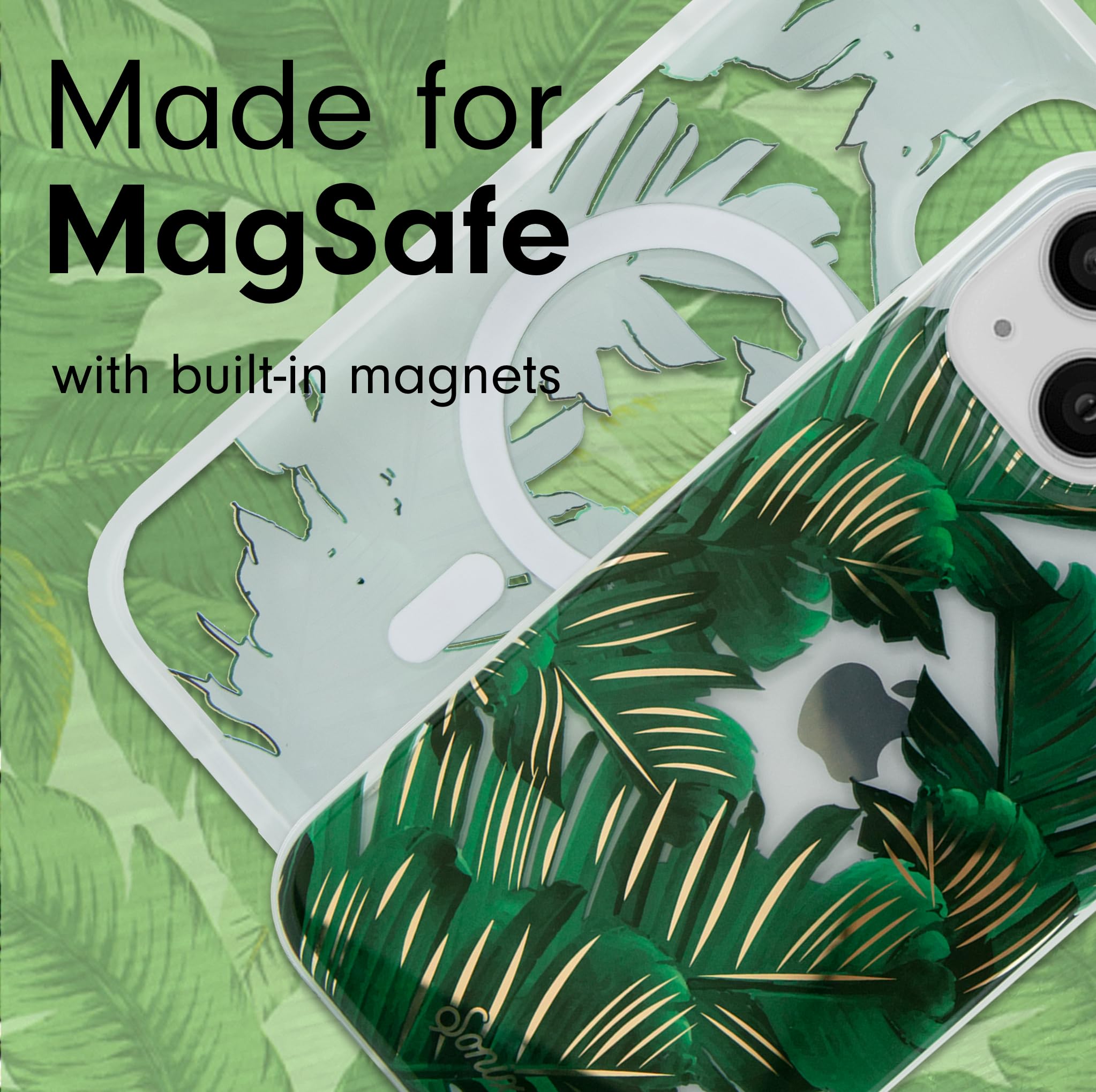 Sonix Case For Iphone 15 Plus/Iphone 14 Plus | Compatible With Magsafe | 10Ft Drop Tested | Bahama Palm Leaves