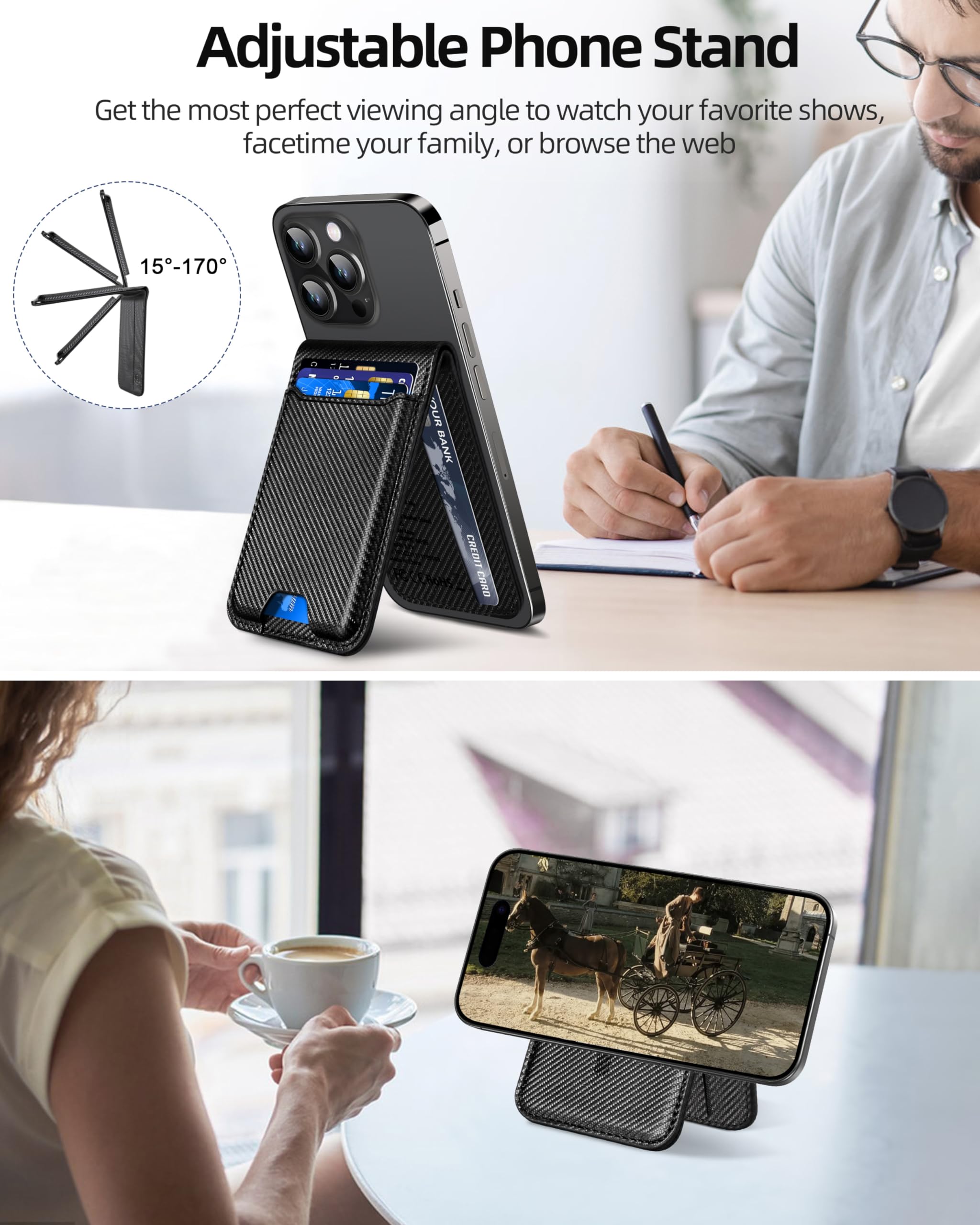 For Magsafe Wallet, Works With Apple Find My, Magnetic Wallet For Iphone 16/15/14/13/12, For Iphone Wallet With Adjustable Stand