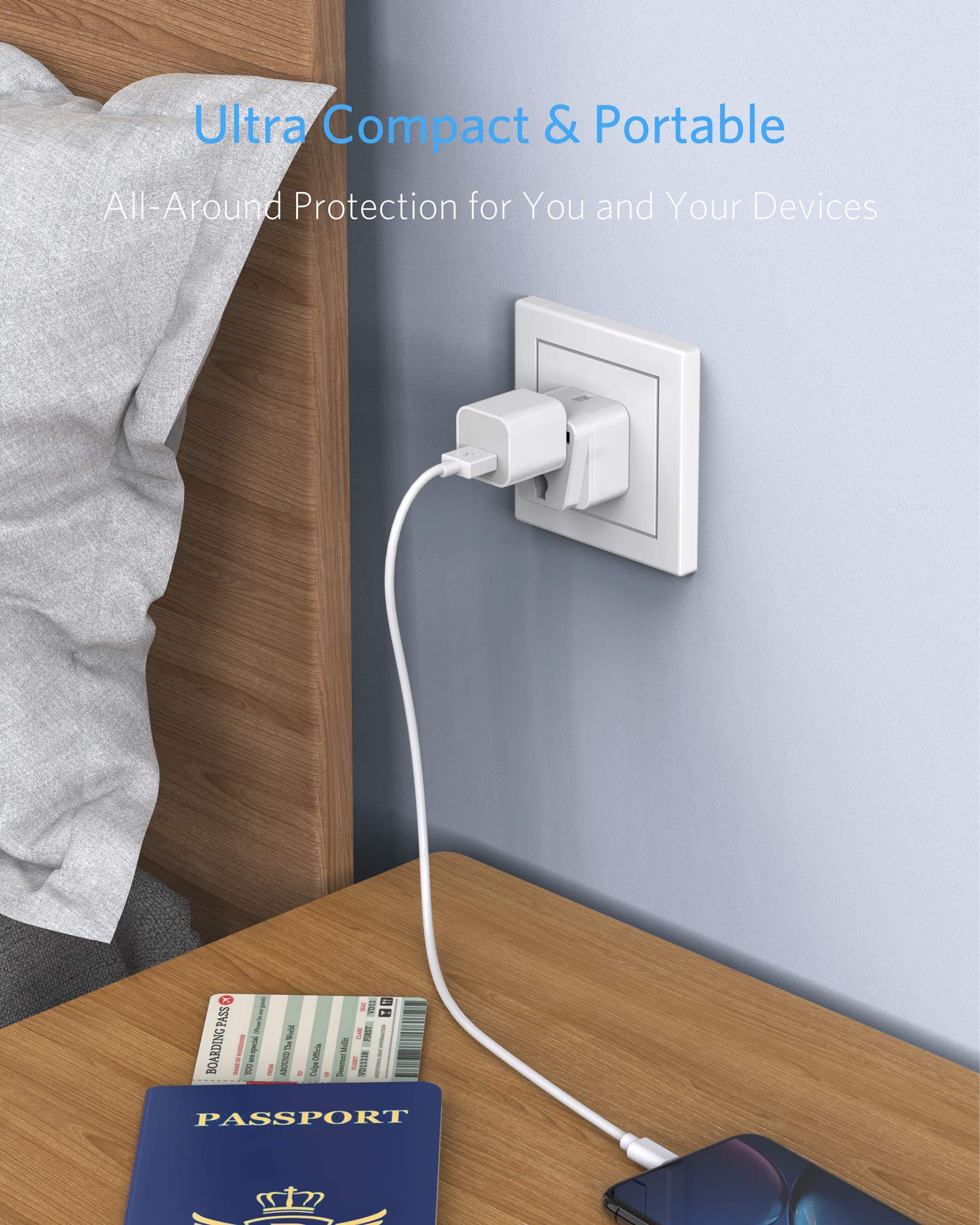 Bestek Australia New Zealand Travel Plug Adapter, Grounded Universal Type I Plug Adapter Au To Us Adapter, Compact For Australia