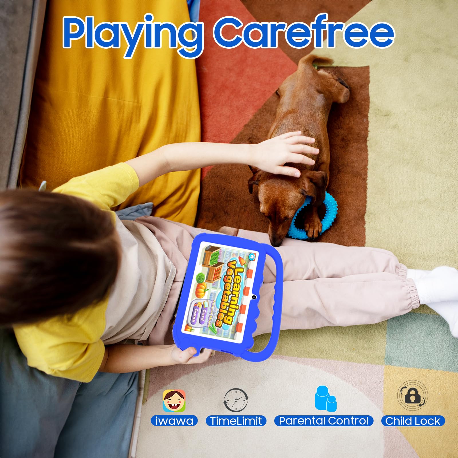 Kids Tablet 7 Inch For Boy Girls, Android 12 Tablets For Kids 4Gb Ram 32Gb Rom Toddler Tablet Wifi Bluetooth Safety Eye Ips Scre