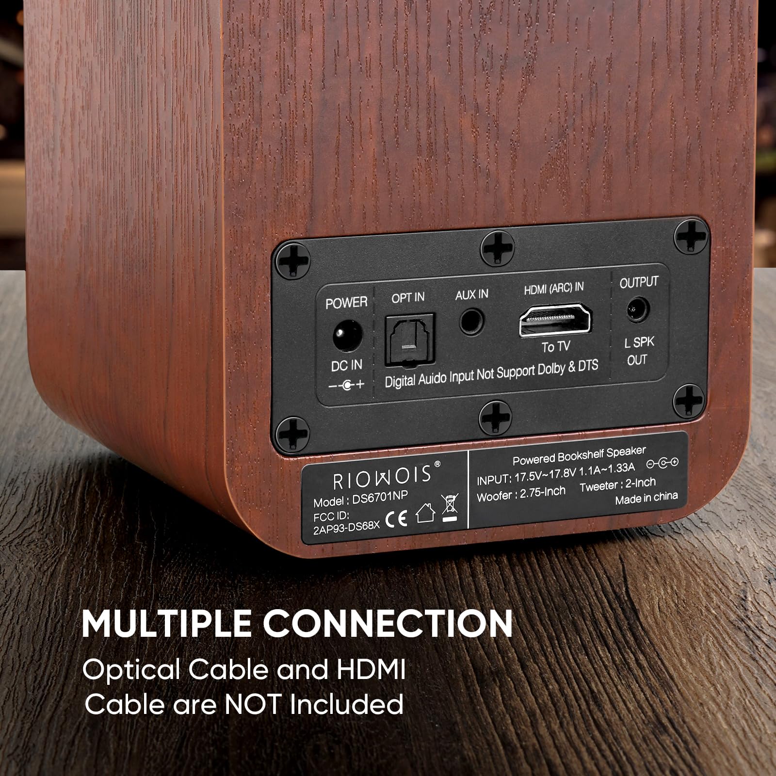 Riowois Powered Bluetooth Bookshelf Speakers, 40W Record Player Speakers With 2.75 Inch Woofer, Stereo Speakers With Optical/Aux