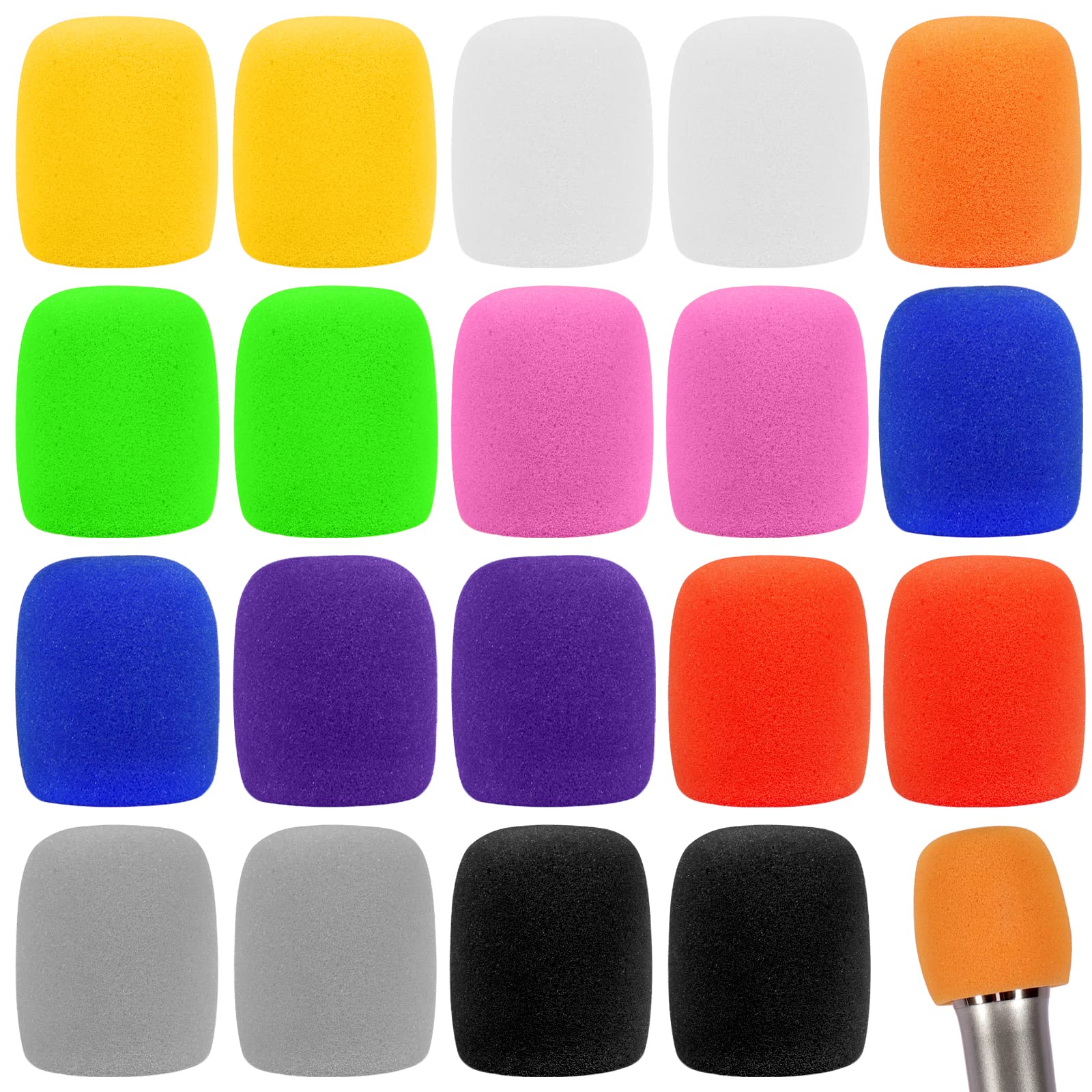 20 Set Shakeproof Colorful Microphone Foam Windscreen Covers, Sponge Handheld Microphone Cover, For Ktv, Interview, Recording St