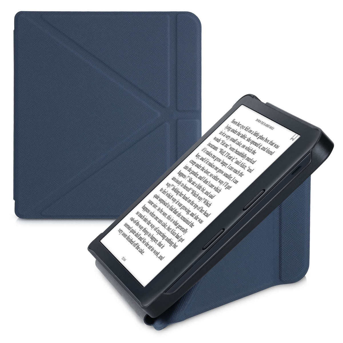 Kwmobile Origami Case Compatible With Kobo Libra 2 Case   Slim Pu Leather Cover With Stand   Dark Blue