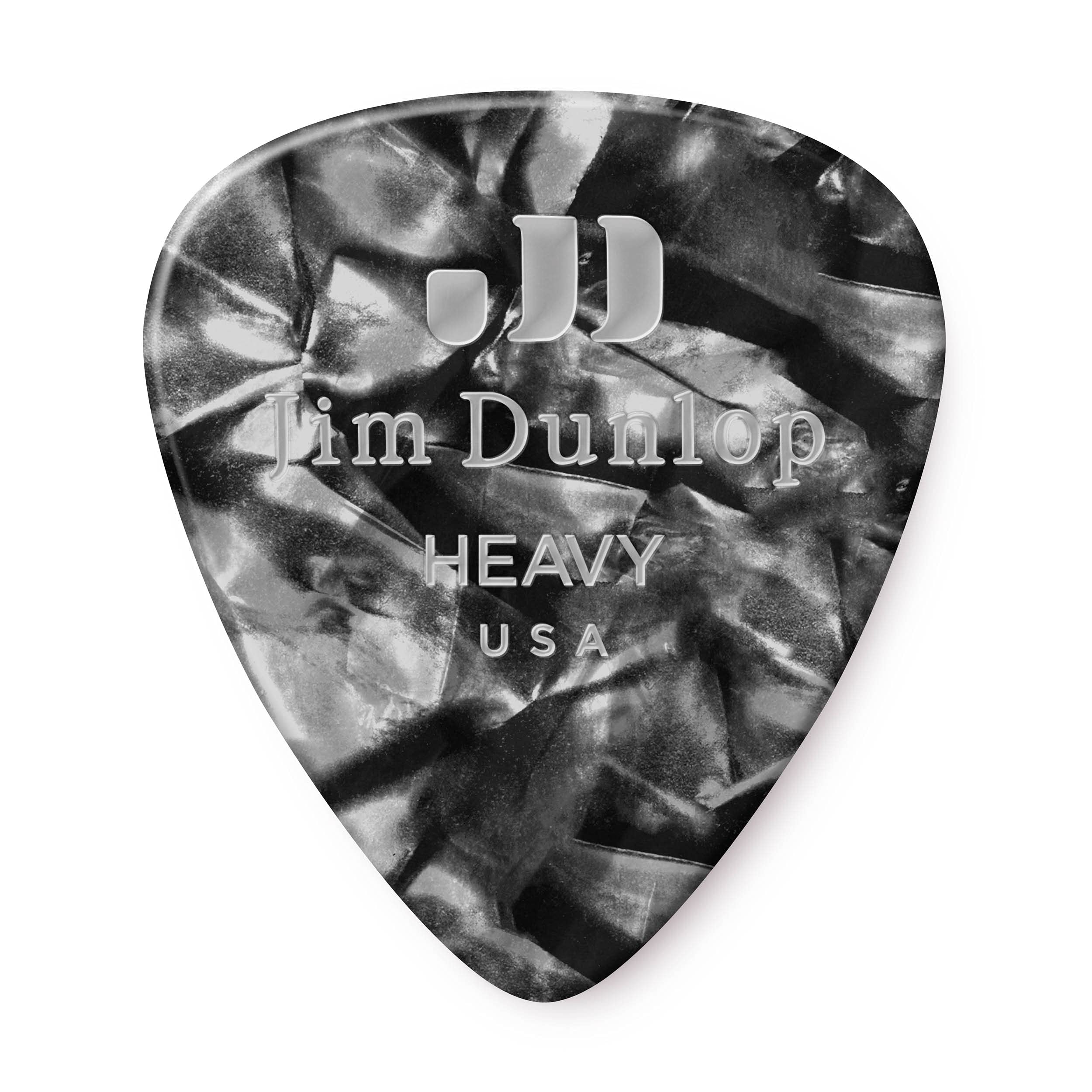 JIM DUNLOP 483P02HV Genuine Celluloid, Black Pearloid, Heavy, 12/Players Pack