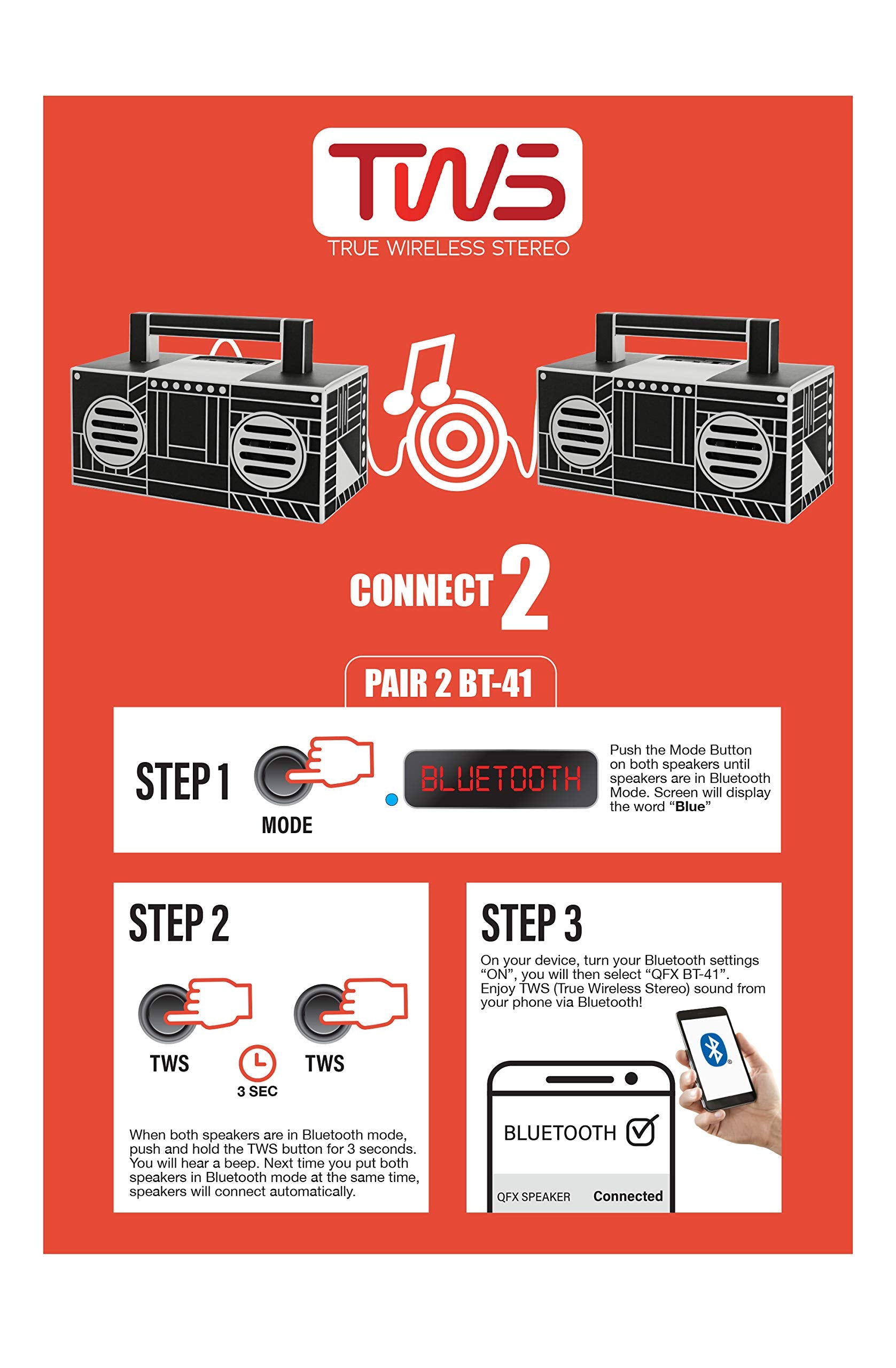 Qfx Bt 41 Boom Bluetooth Streaming Tws Ready Lightshow Speaker (Black)
