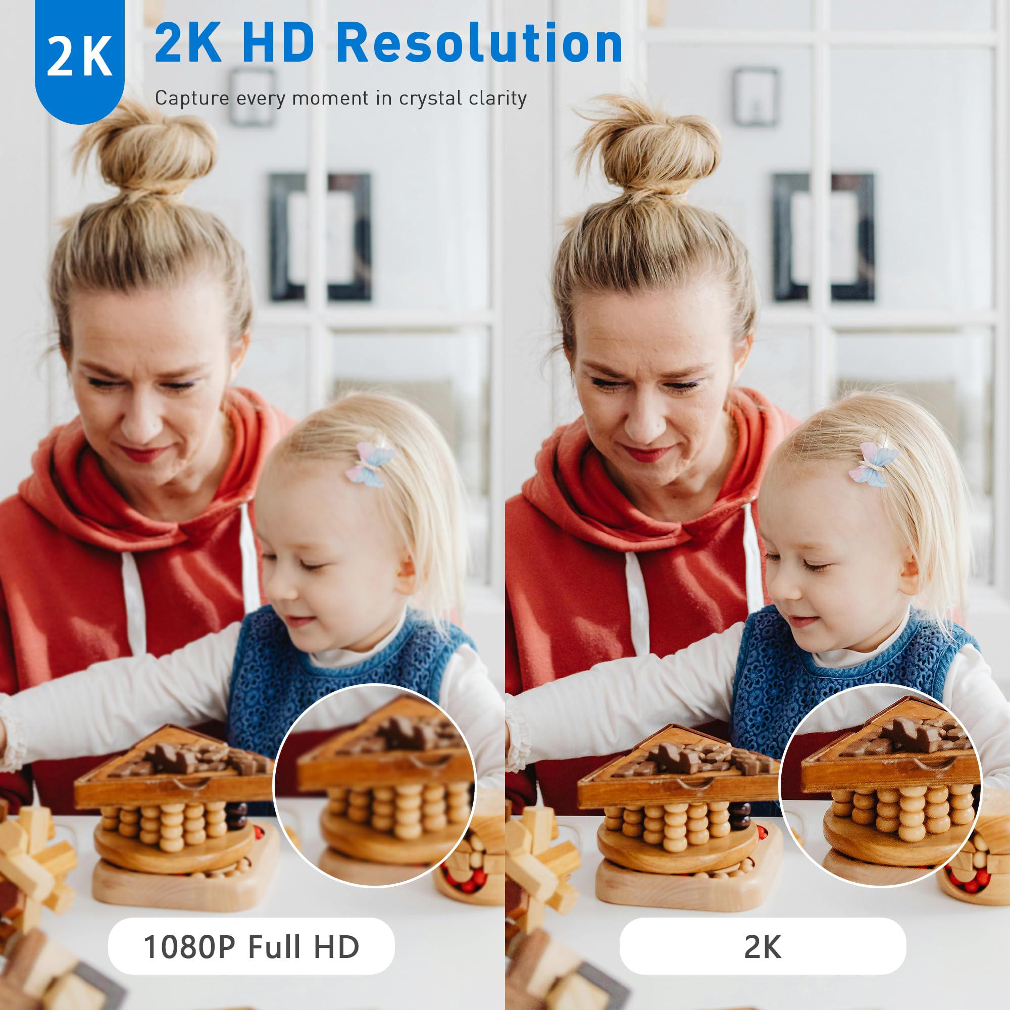 Home Security 2K Camera, Indoor Camera For Dog/Pet/Elder/Baby Monitor, Smart Phone App Siren, 2 Way Audio, Advanced Motion Detec