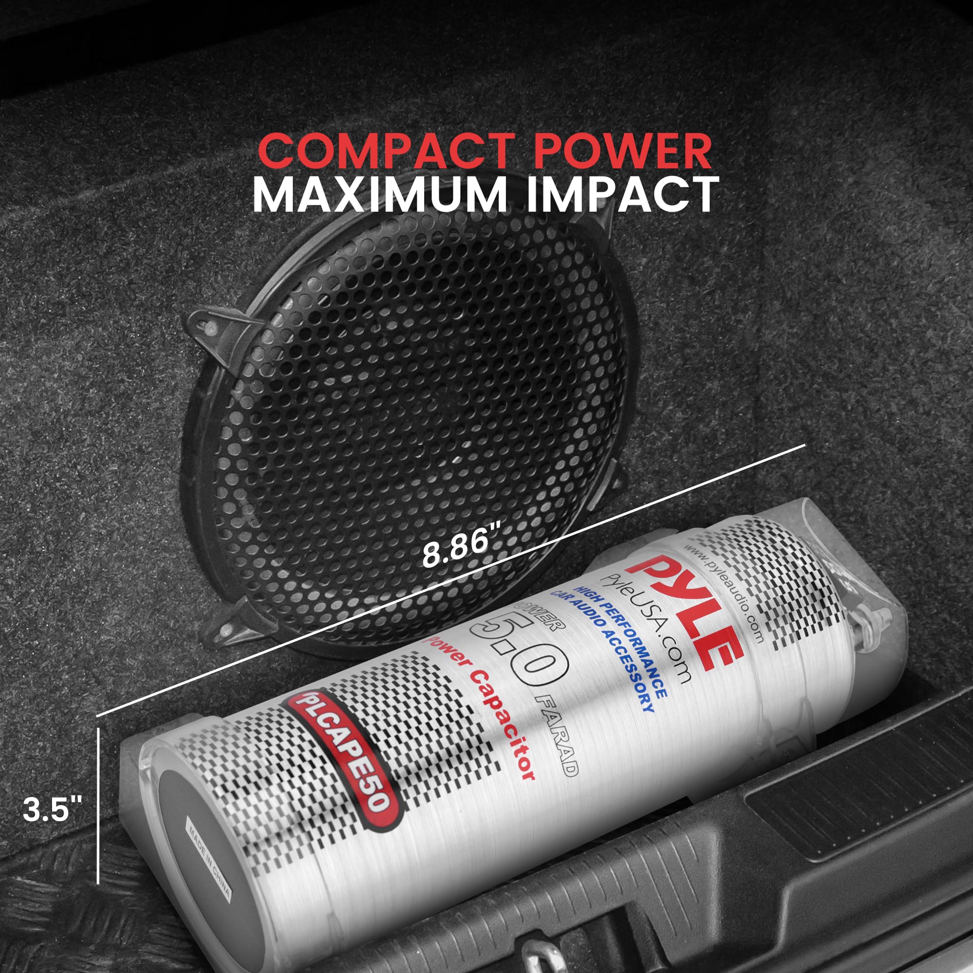 Pyle 5.0 Farad Condensador De Potencia Digital. Sistema De Audio Para Coche. Lectura De Voltaje, Protecci  N De Sobretension. Ha