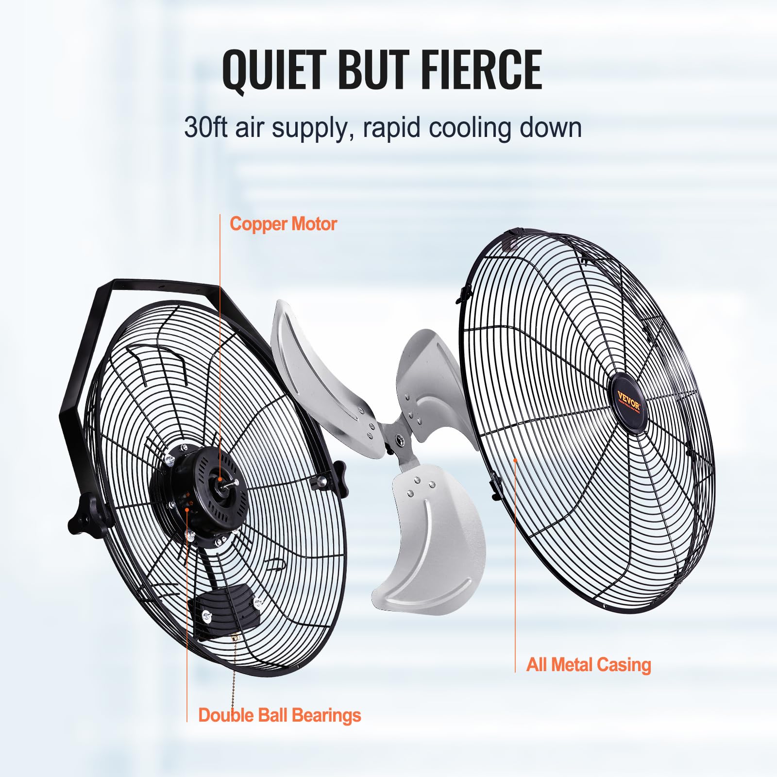 Vevor Wall Mount Fan, 2 Pcs 18 Inch Waterproof, 3 Speed High Velocity Max. 4000 Cfm Industrial Wall Fan For Indoor, Commercial,