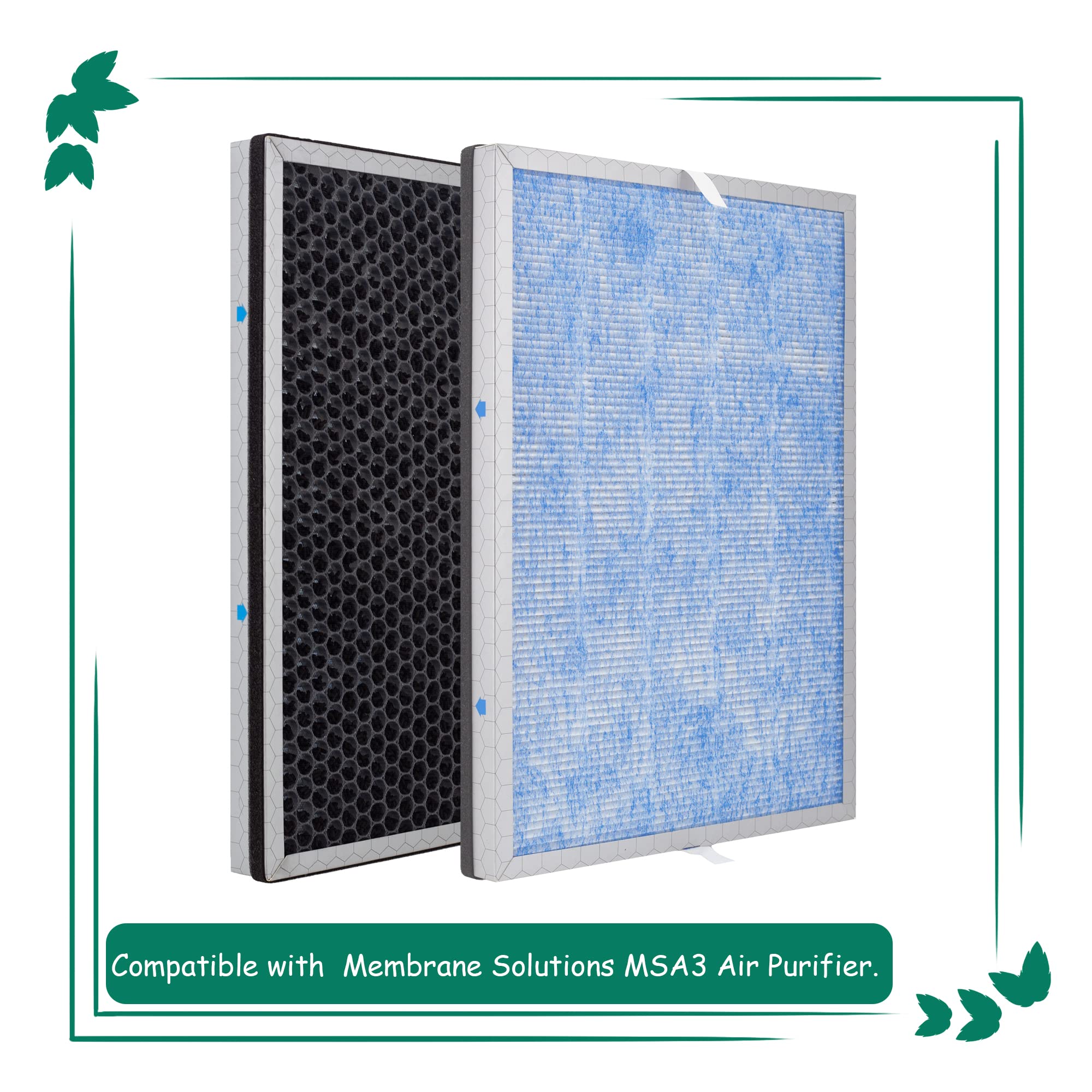 Asheviller Msa3/Msa3S Filter Replacement, Compatible With Membrane Solutions Msa3 And Msa3S Smart Air Purifier, ?Upgraded?3 In 1