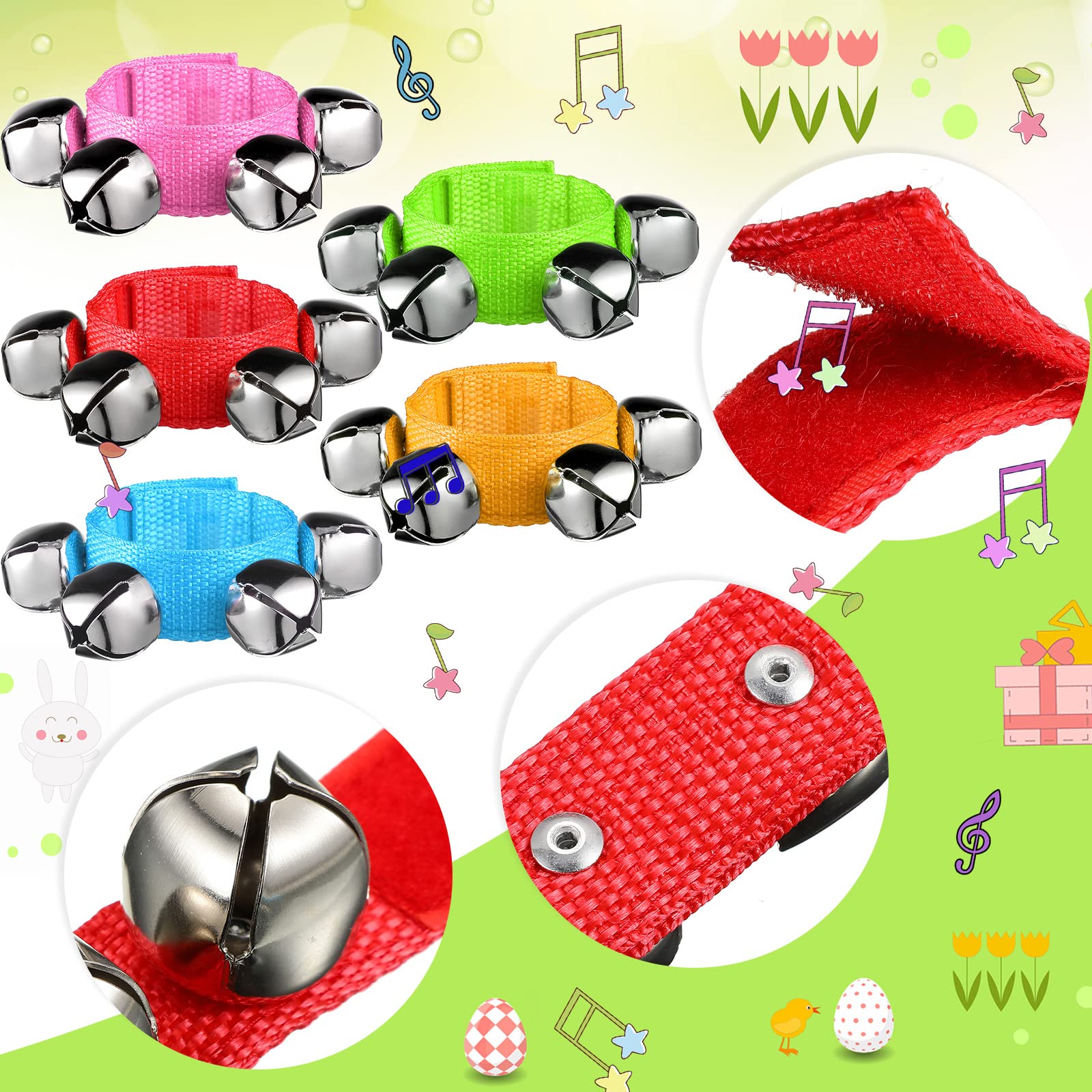 60 Pcs Shaker Musical Instruments Kids Music Party Favor Baby Learning Percussion Toy, Including 20 Pcs Wrist Hand Band Jingle B