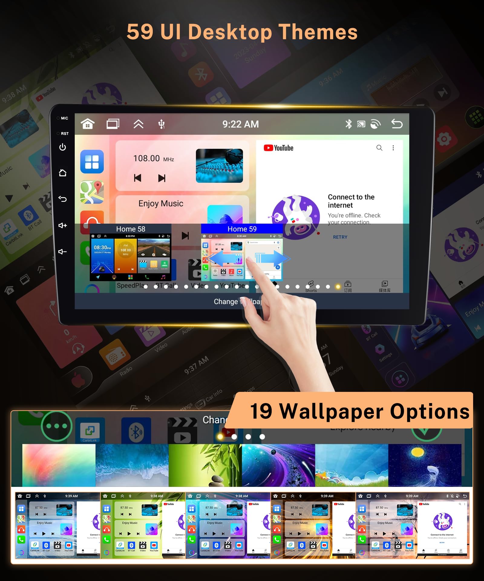 8 Core 4G 64G Android Car Stereo Radio Carplay For Honda Civic 2006 2011, 10.1 Inch Touch Screen Android Auto Gps 4G Wifi Blueto