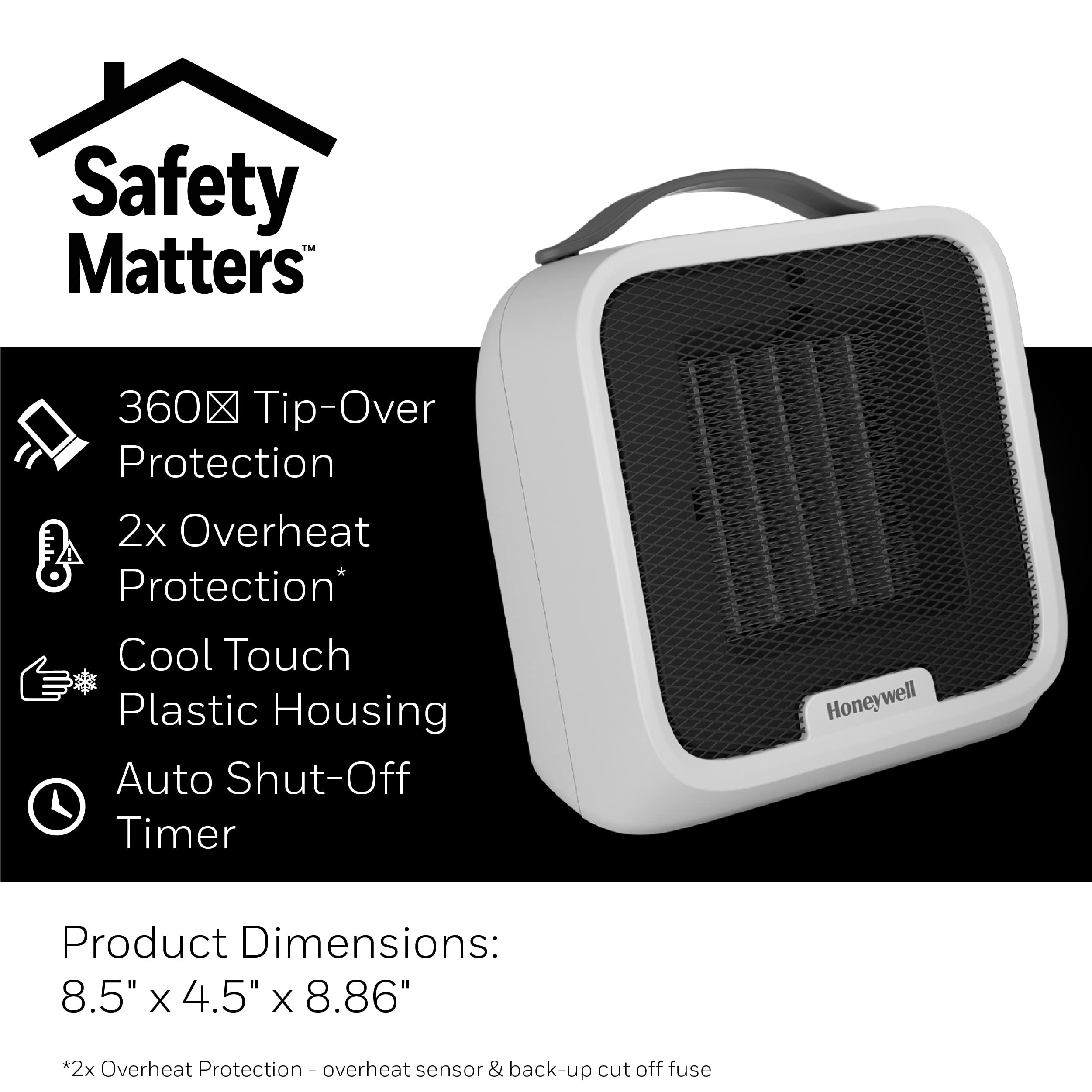 Honeywell Uberheat Plus Ceramic Space Heater For Small Rooms, White