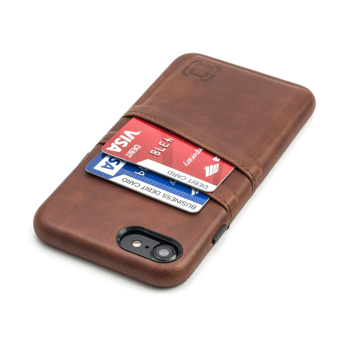 Dockem Iphone Se 3 (2022), Iphone Se 2020, Iphone 8/7 Wallet Card Case: Synthetic Leather With 2 Card Holder Slots [Exec Brown]