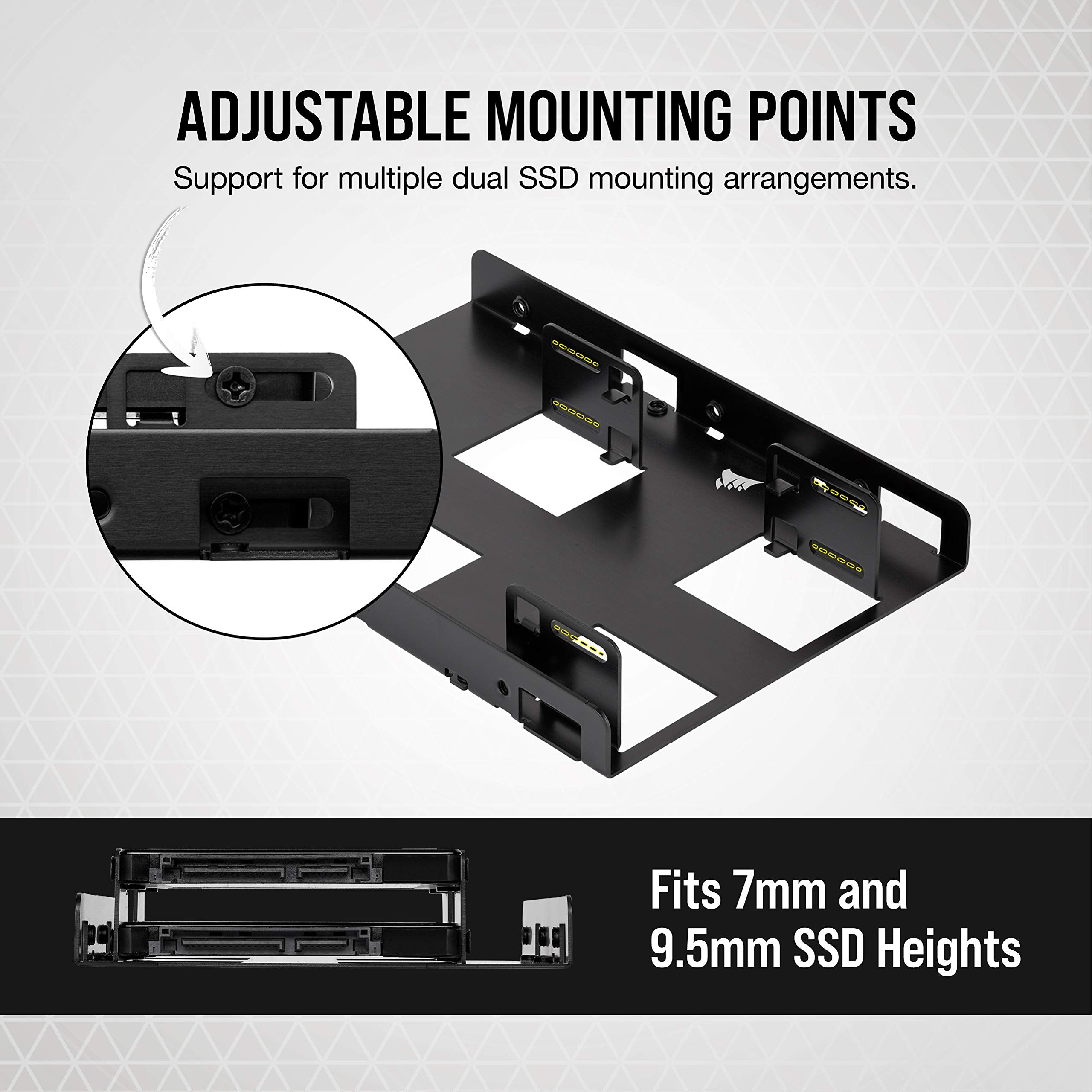 Corsair Dual Ssd Mounting Bracket (3.5    Internal Drive Bay To 2.5, Easy Installation) Black
