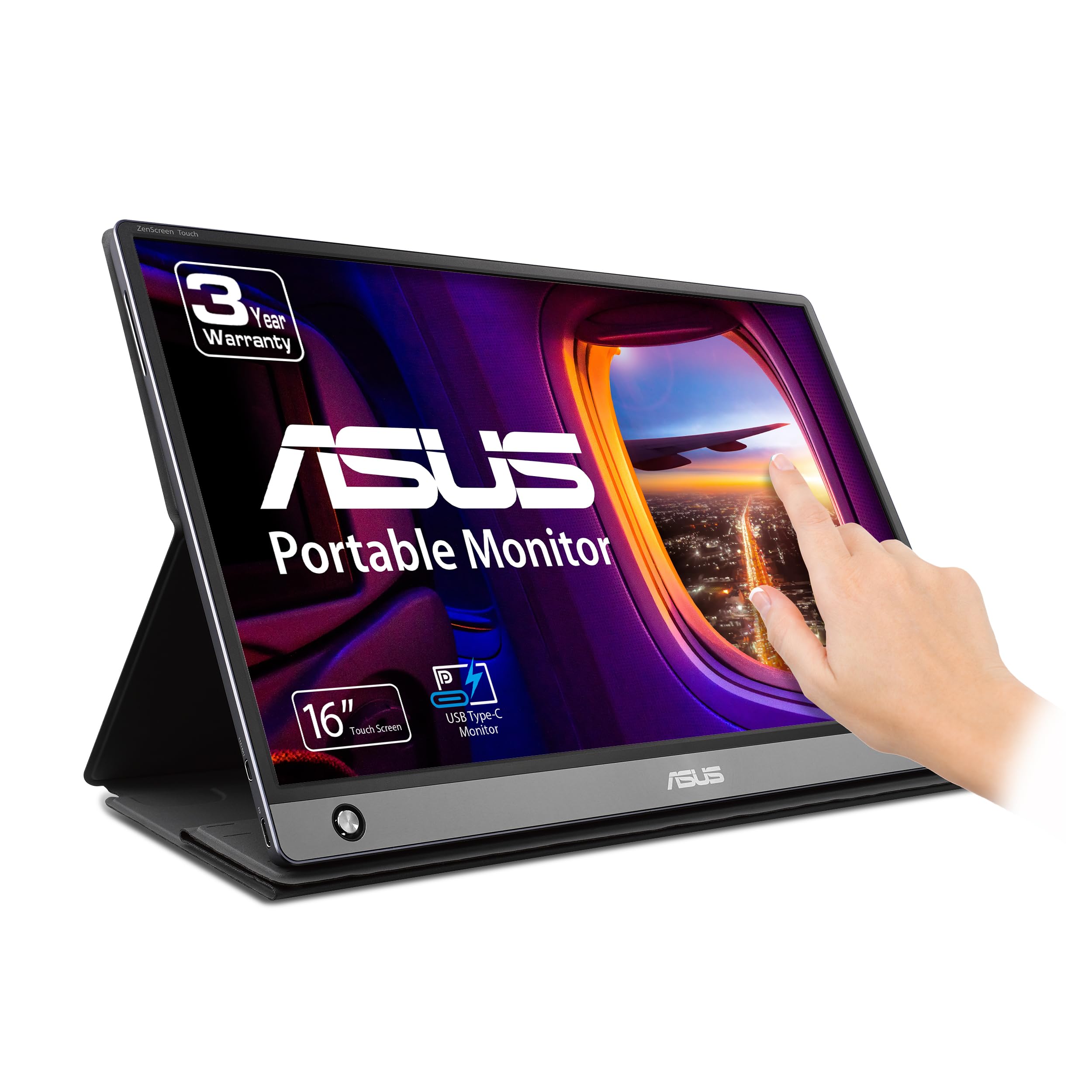 Asus Zenscreen Mb16Amt 15.6'' Full Hd Portable Monitor Touch Screen Ips Non Glare Built In Battery And Speakers Eye Care Usb Typ