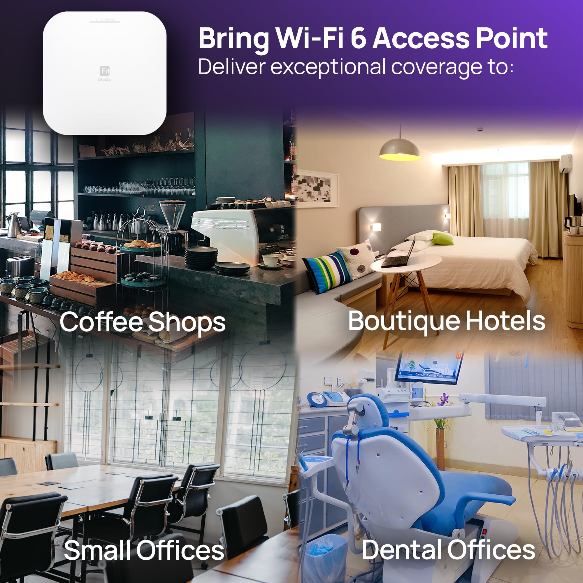 Engenius Wireless Ap (Ews276 Fit) | True 4X4 Wi Fi 6 Dual Band Ax3600 | 2.5Gbe Poe+ | Cloud & App & Onprem Control Options | Wpa3, Mu Mimo, Mesh & Seamless Roaming | Power Adapter Not Included