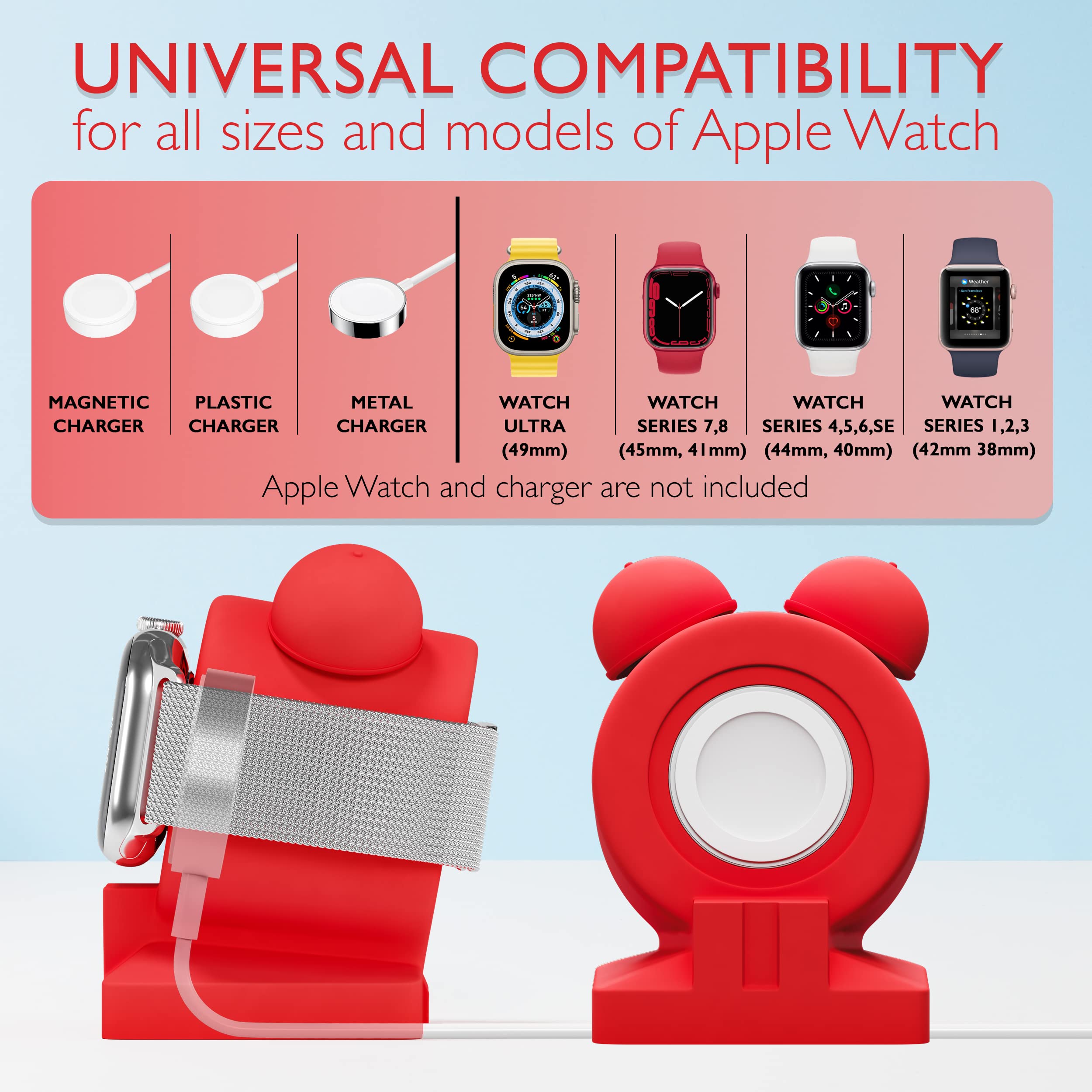 Iwatch Charger Stand For Apple Watch Series Ultra2/Ultra/10/9/8/Se2/7/6/Se/5/4/3/2/1 (49/46/45/44/42/41/40/38Mm) ?Ute Silicone H