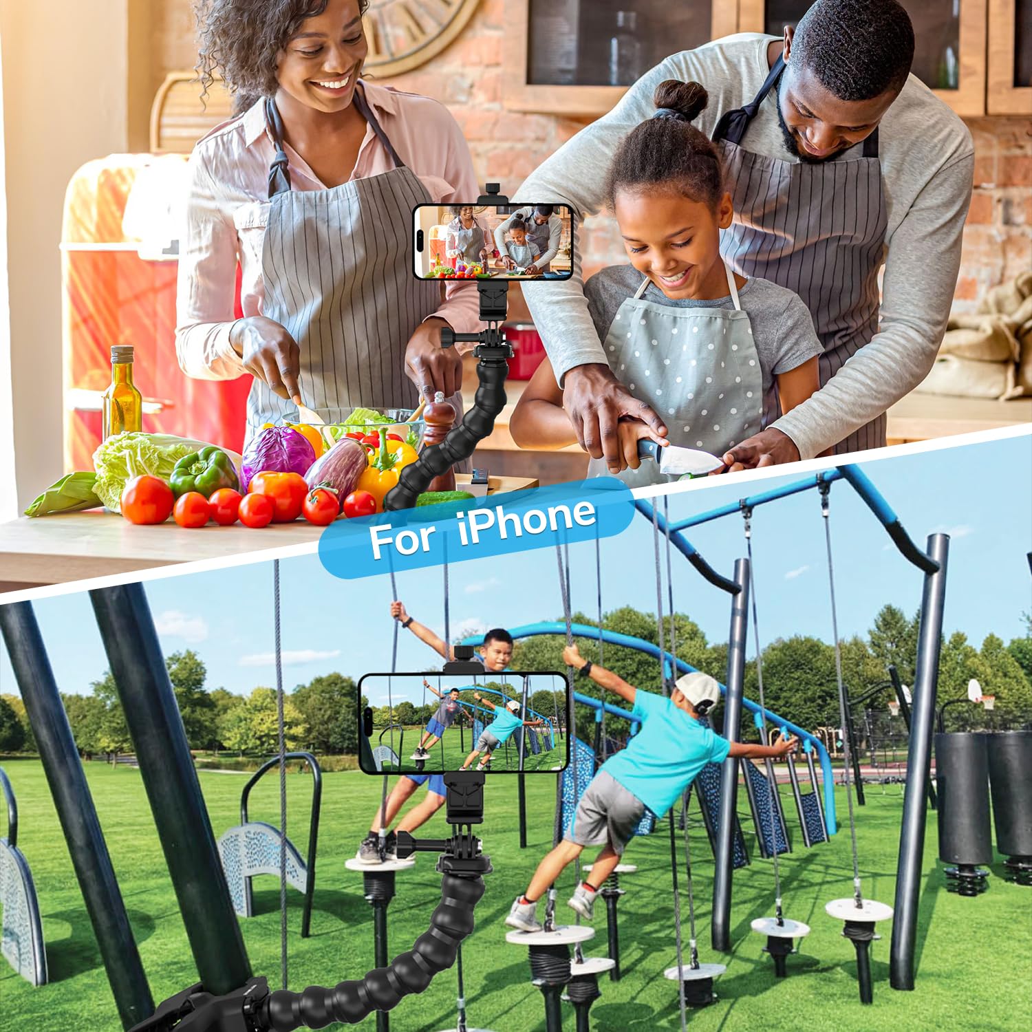 Sametop Gooseneck Phone Holder Clamp Clip Mount Cell Phone Stand For Desk Pole Table Compatible With Iphone 16 15 14 Pro Max Plu