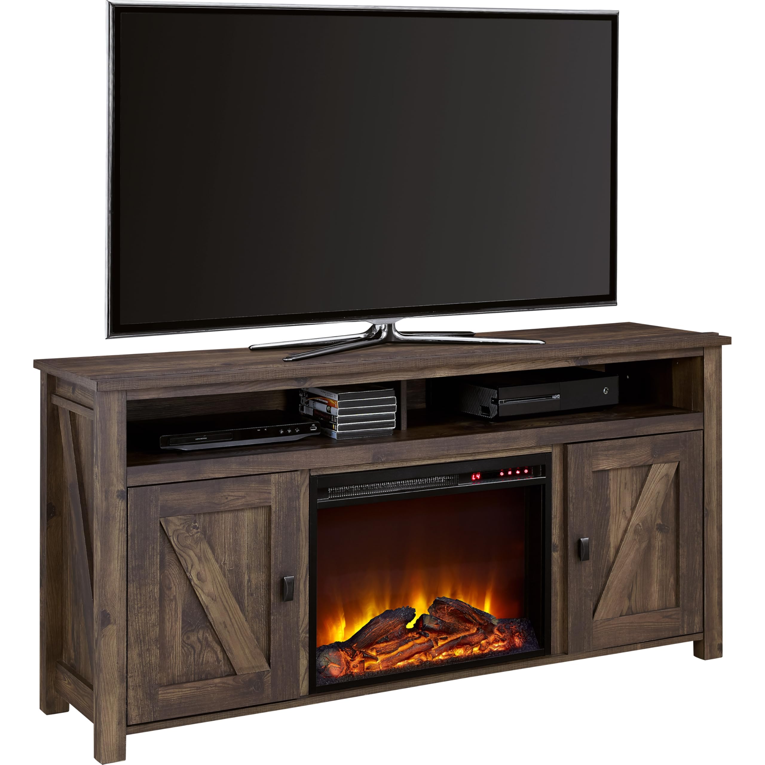 Ameriwood Home Farmington Electric Fireplace Console For Tvs Up To 60'', Rustic