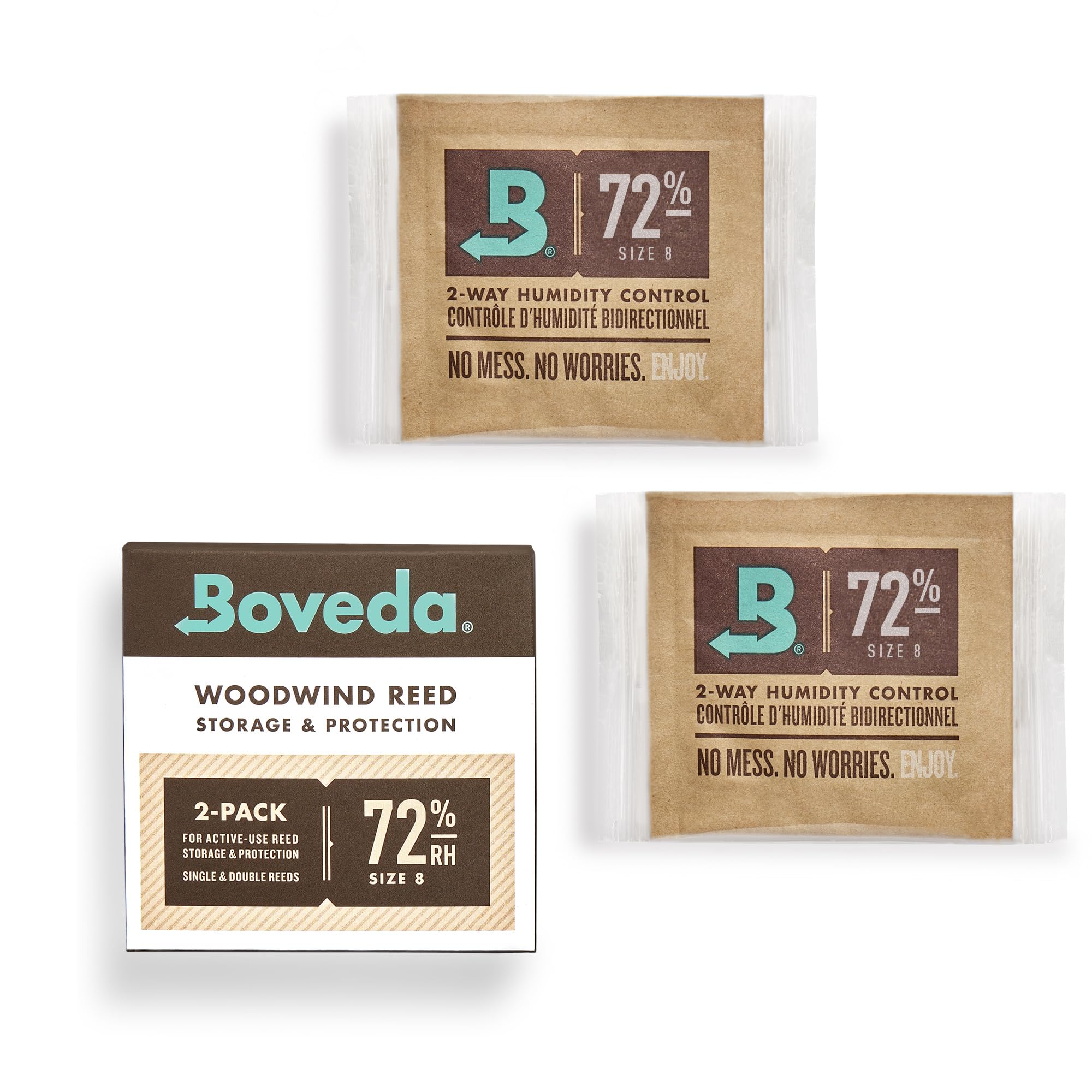 Boveda 72% Two Way Humidity Control Packs For Woodwind Reeds   Size 8   2 Pack   Moisture Absorbers   Protects Against Drying &