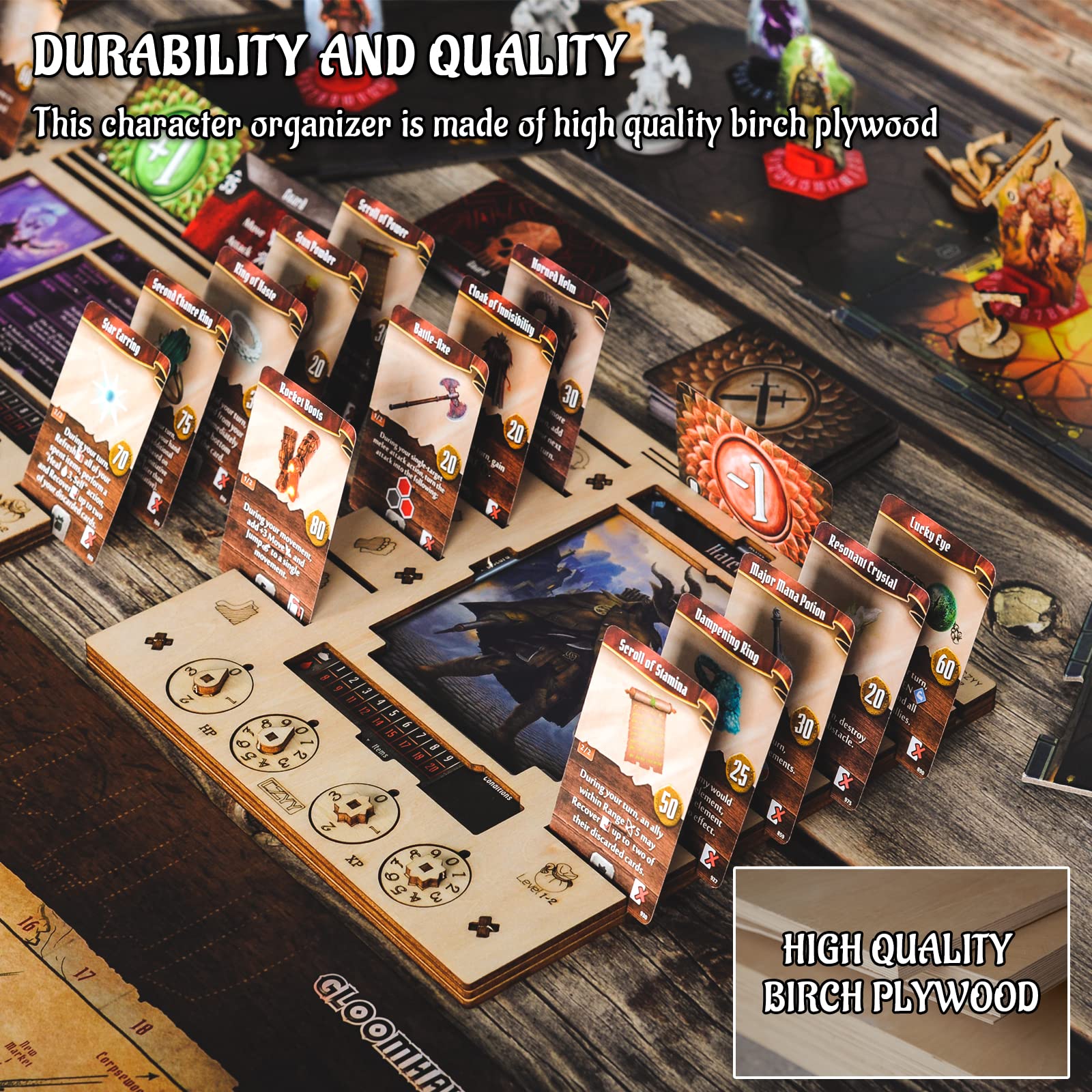 Jotl Player Character Dashboard With Hp & Xp Dial Trackers Set Of 2 Birch Plywood Hero Organizer Saving Your Table Space Great F