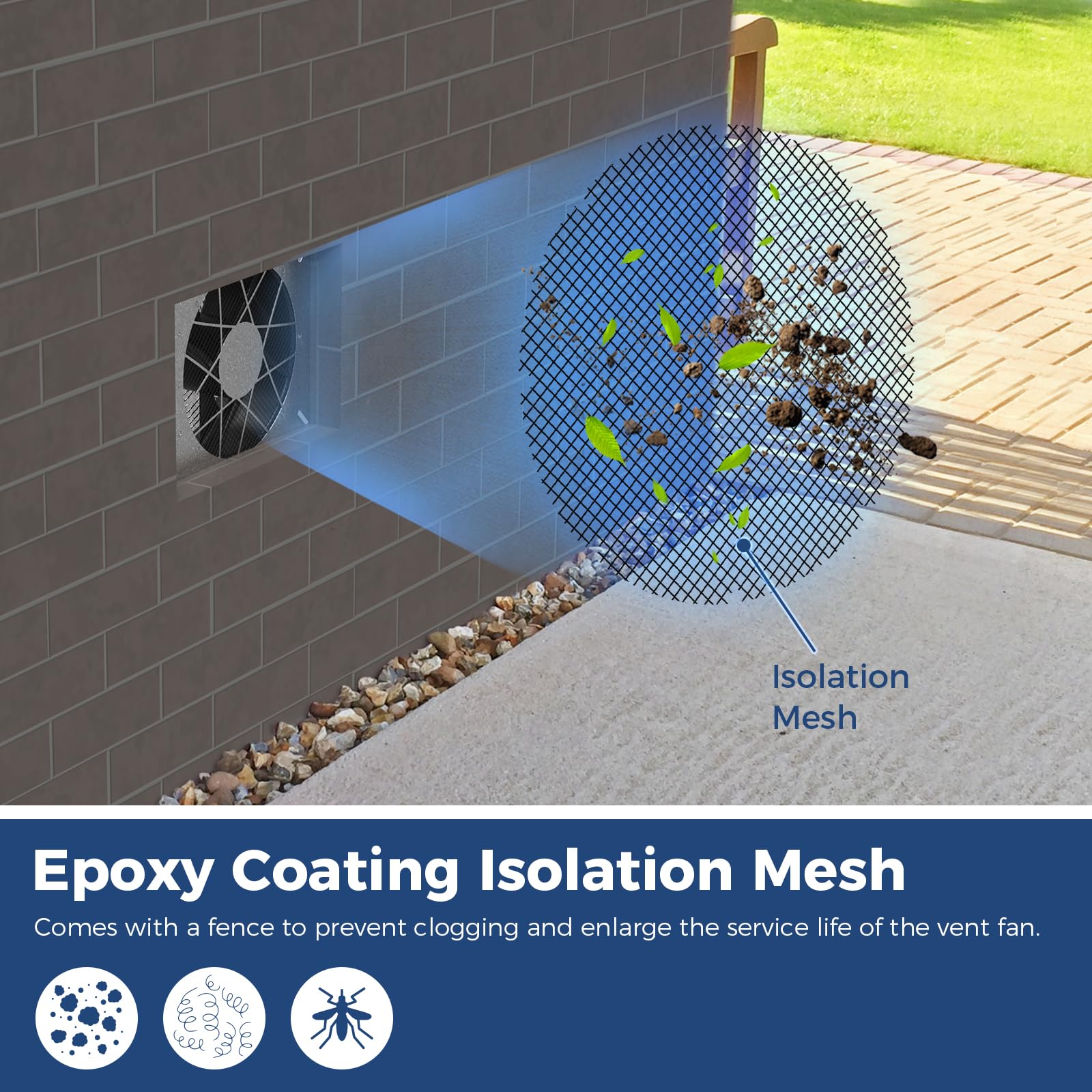 Alorair 720 Cfm High Flow Powered Crawl Space Ventilation Fan, Ip55 Rated 10'' Basements Vent Fan With Freeze Protection Thermos