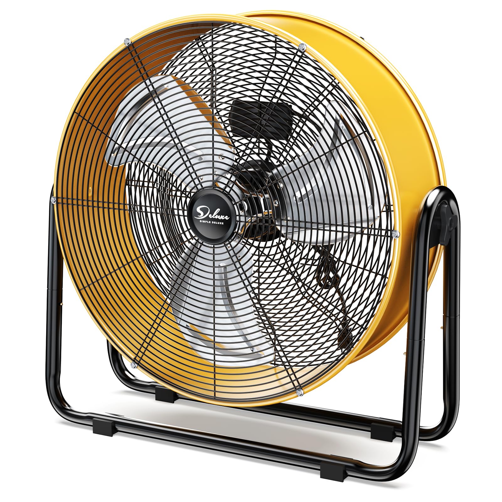 Simple Deluxe 20 Inch Heavy Duty Metal Industrial Drum Fan, 3 Speed Floor Fan for Warehouse, Workshop, Factory and Basement, Yel