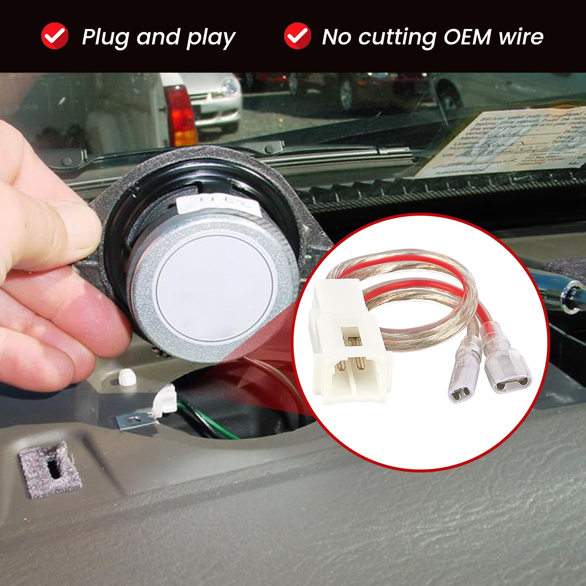 Red Wolf Front Dash Tweeters Speaker Wiring Harness Adapter Connector Plug Replacement For Dodge Ram Jeep Chrysler 2005 2022 Aft