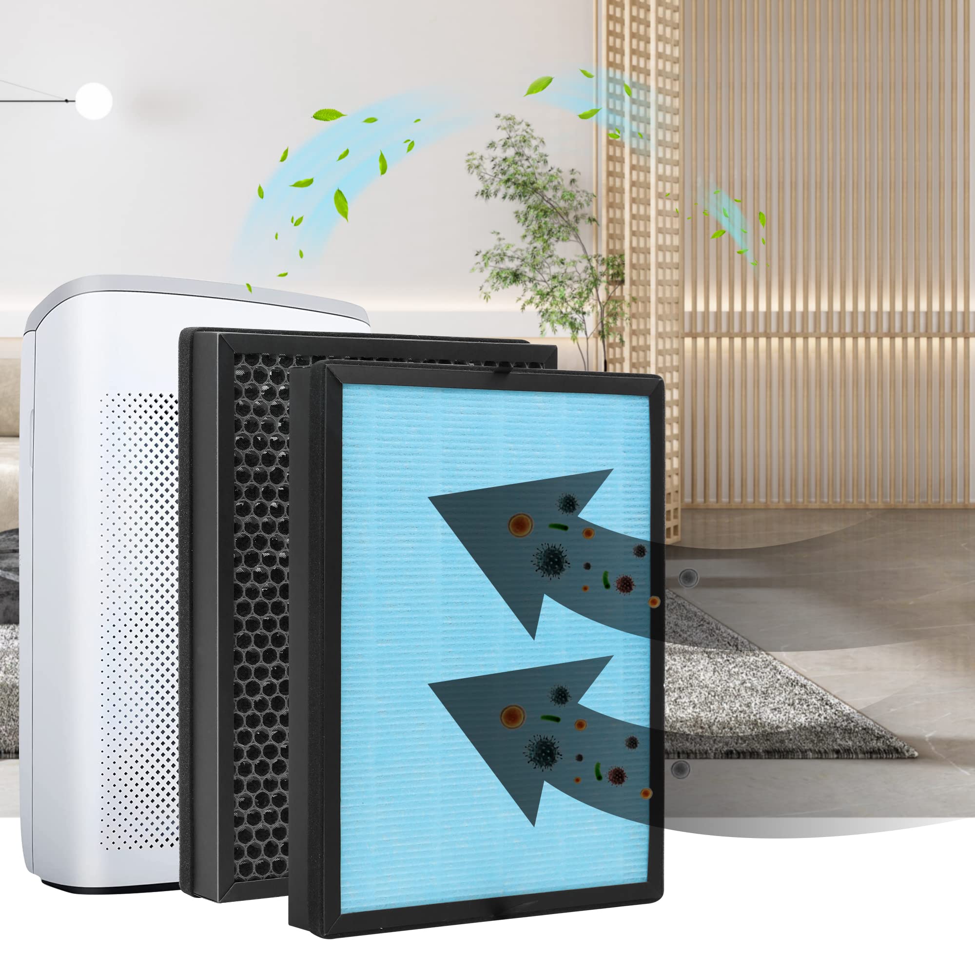 Gokbny 2 Pack Ap1002 True Hepa Replacement Filter Compatible With Air Tok Ap1002 Purifier, Part # Ap1002 Rf, 3 In 1 H13 True Hep