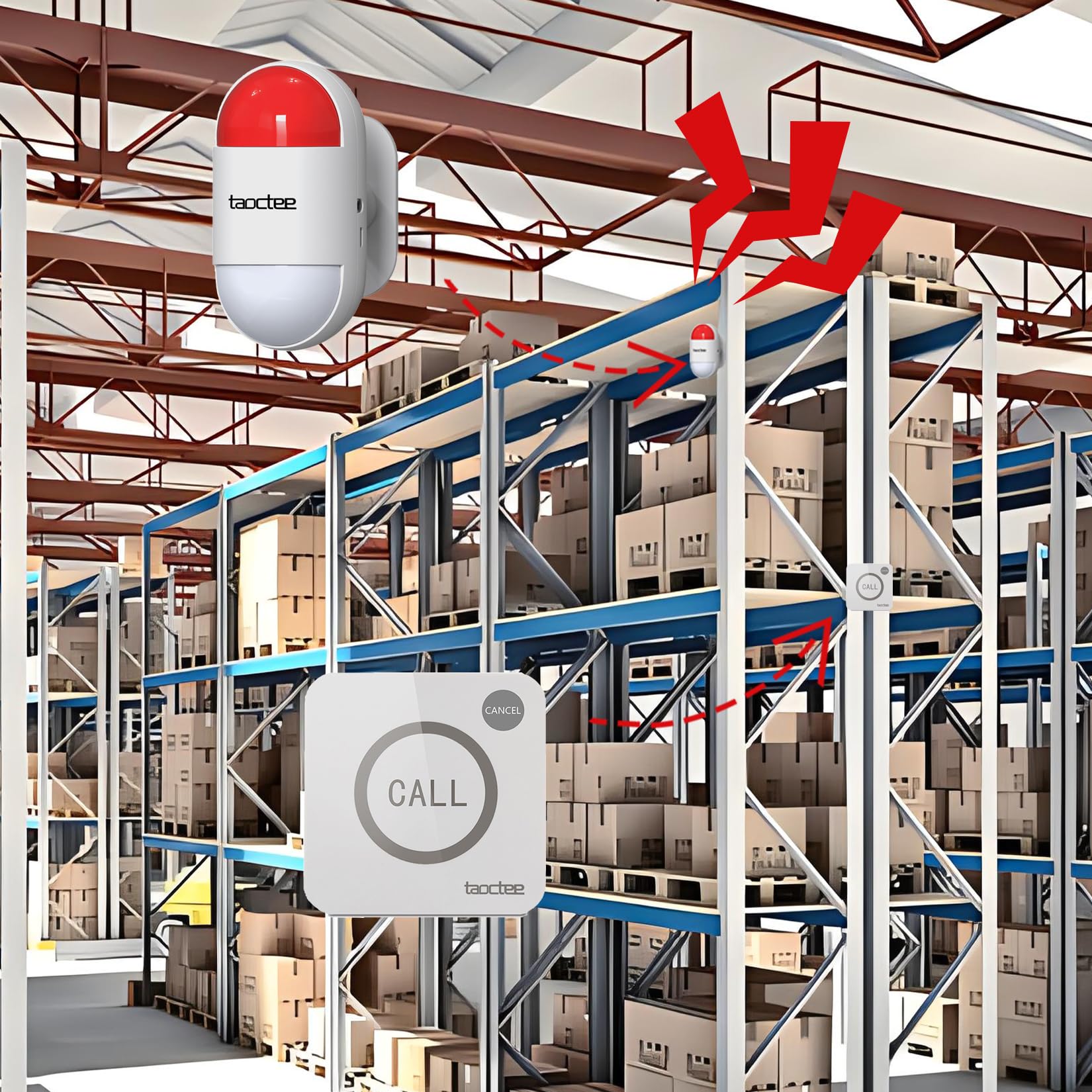 Taoctee Panic Button Alarm For House Remote Control Strobe Siren Alarm System Sound & Light Emergency Panic Button For Security,