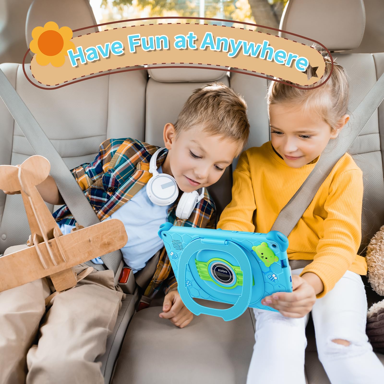 Zcobro Kids Tablet 7 Inch Toddler Tablet For Kids 32Gb Kids Android Tablet With Case Wifi Bluetooth, Gms, Parental Control, Dual