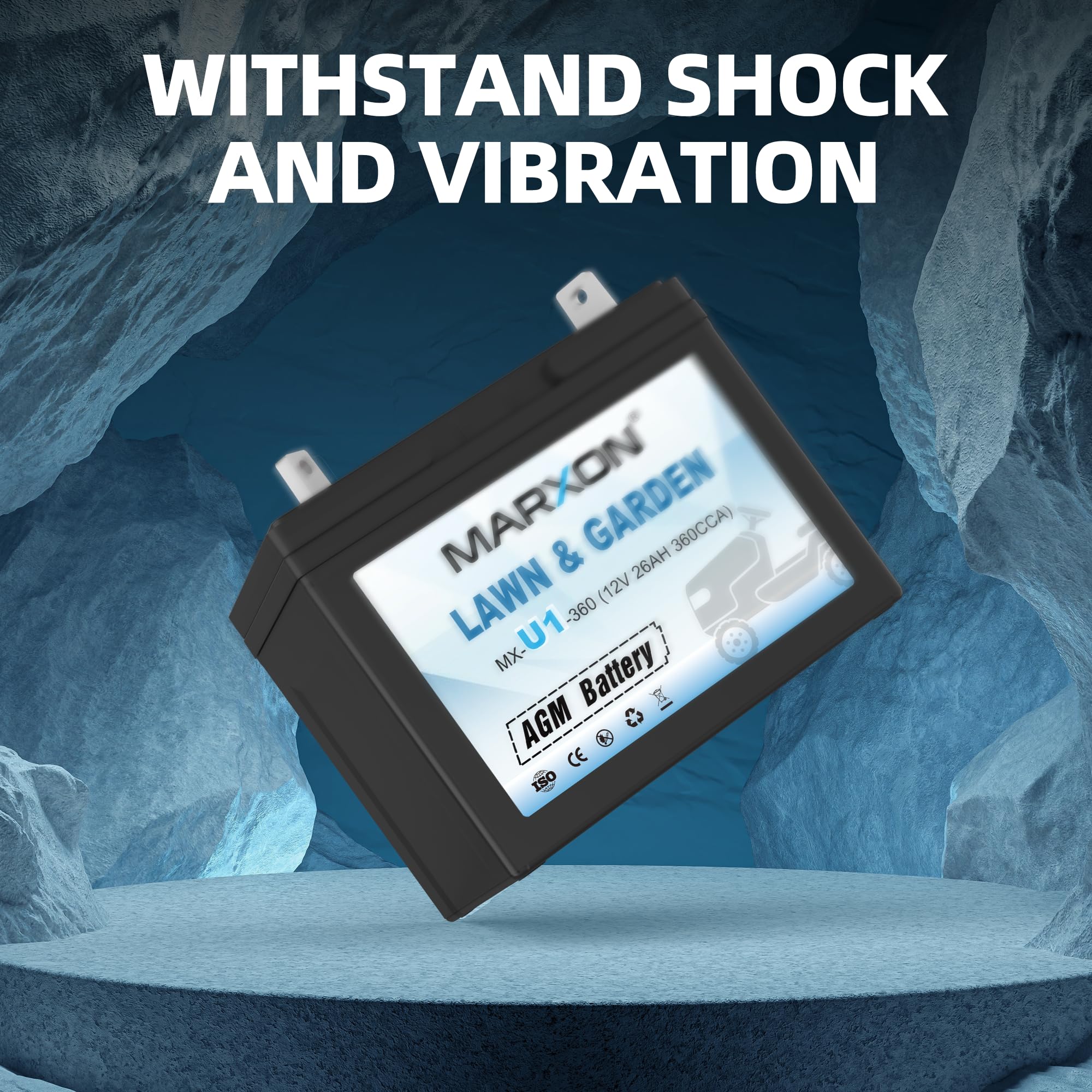 Marxon U1 360Cca Riding Lawn Mower Batteries, Garden Tractors Battery Maintenance Free Agm Battery, Compatible With Troy-Bilt, T